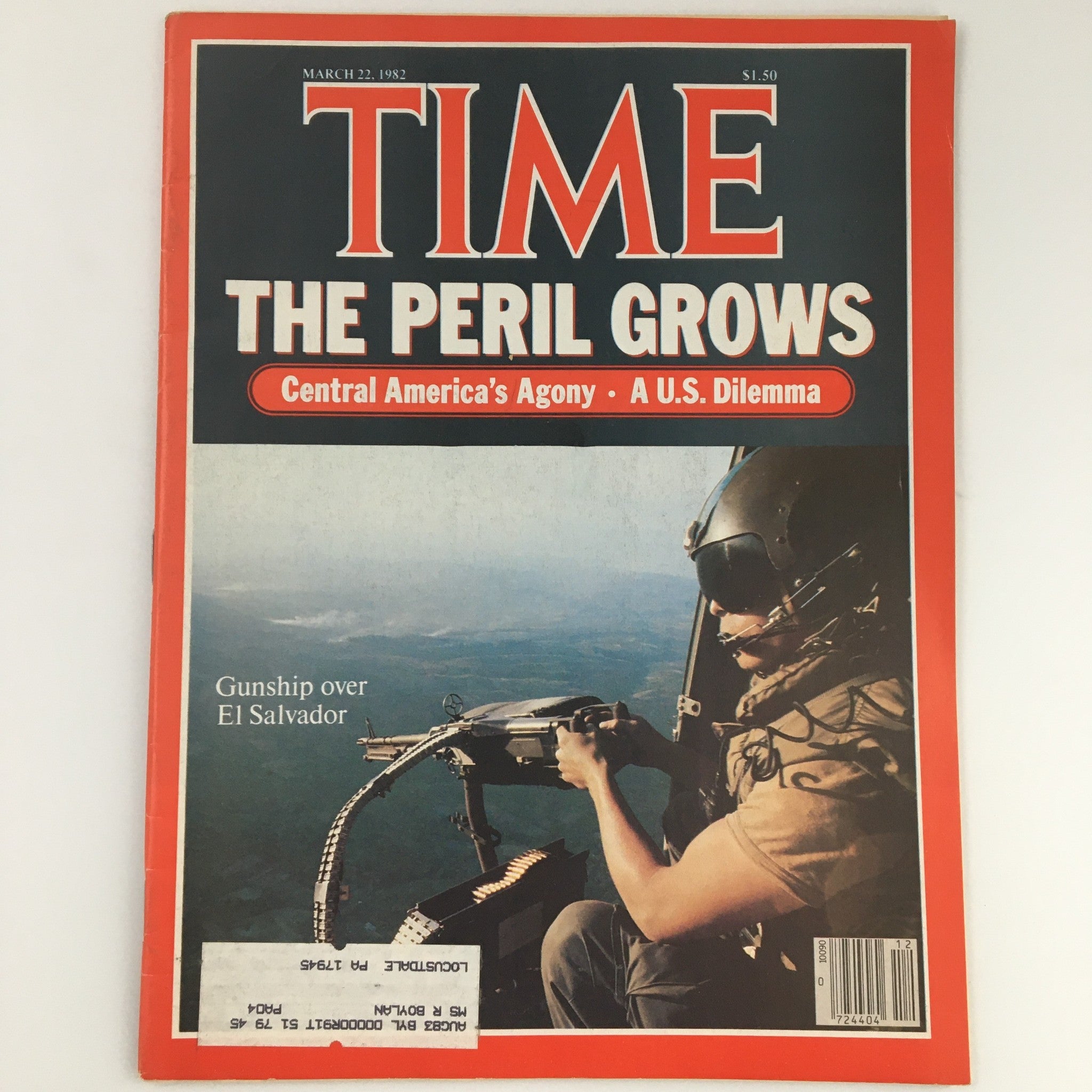 VTG Time Magazine March 22 1982 The Peril Grows & Gunship Over El Salvador Cover