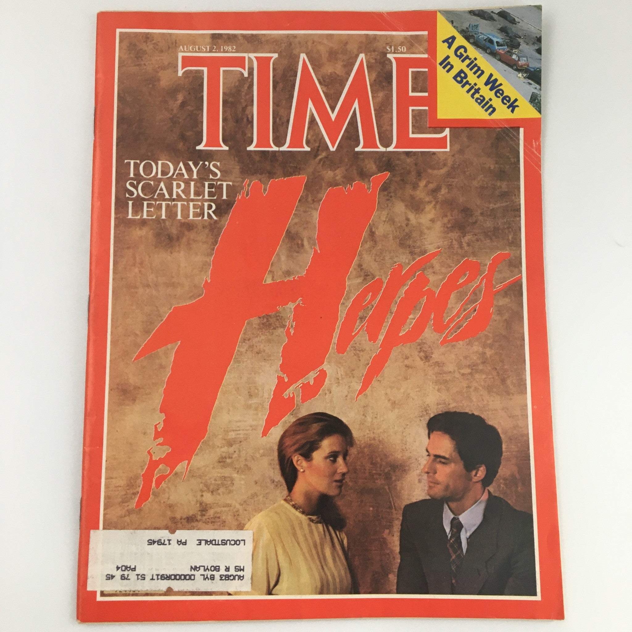 VTG Time Magazine August 2 1982 Today's Scarlet Letter & A Grim Week in Britain