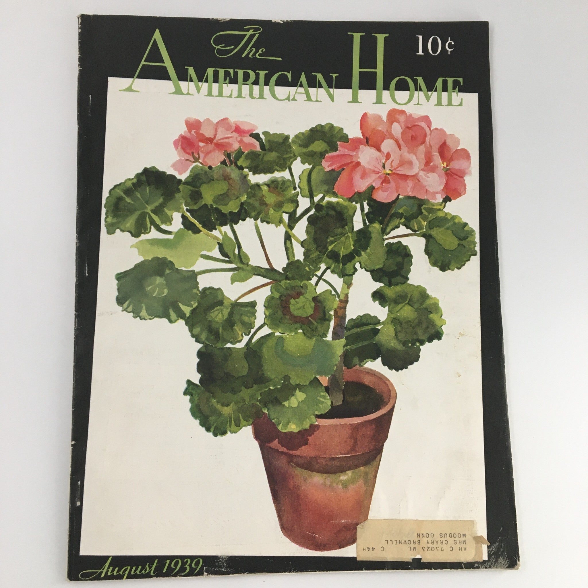 VTG The American Home Magazine August 1939 Interior Design of House Plants Cover