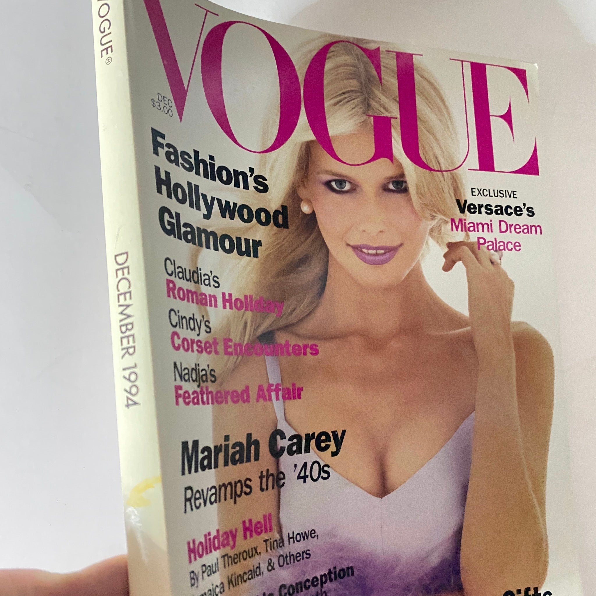 Vogue Magazine December 1994 Claudia Schiffer Cover No Label VG