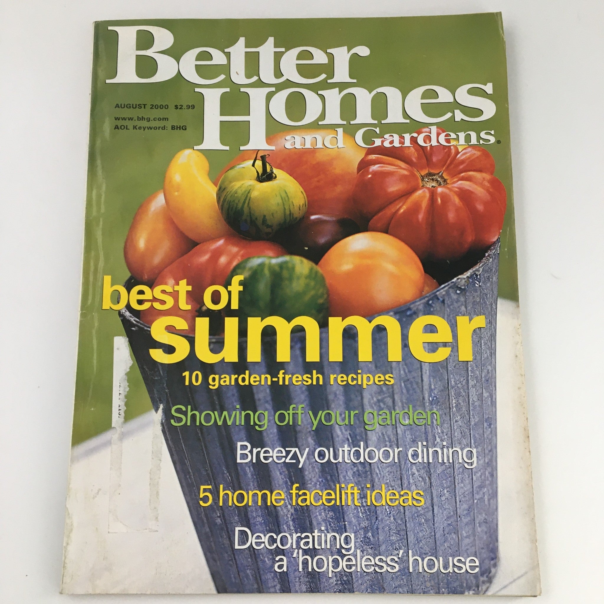 Better Homes & Gardens Magazine August 2000 Best of Summer Garden Fresh Recipes