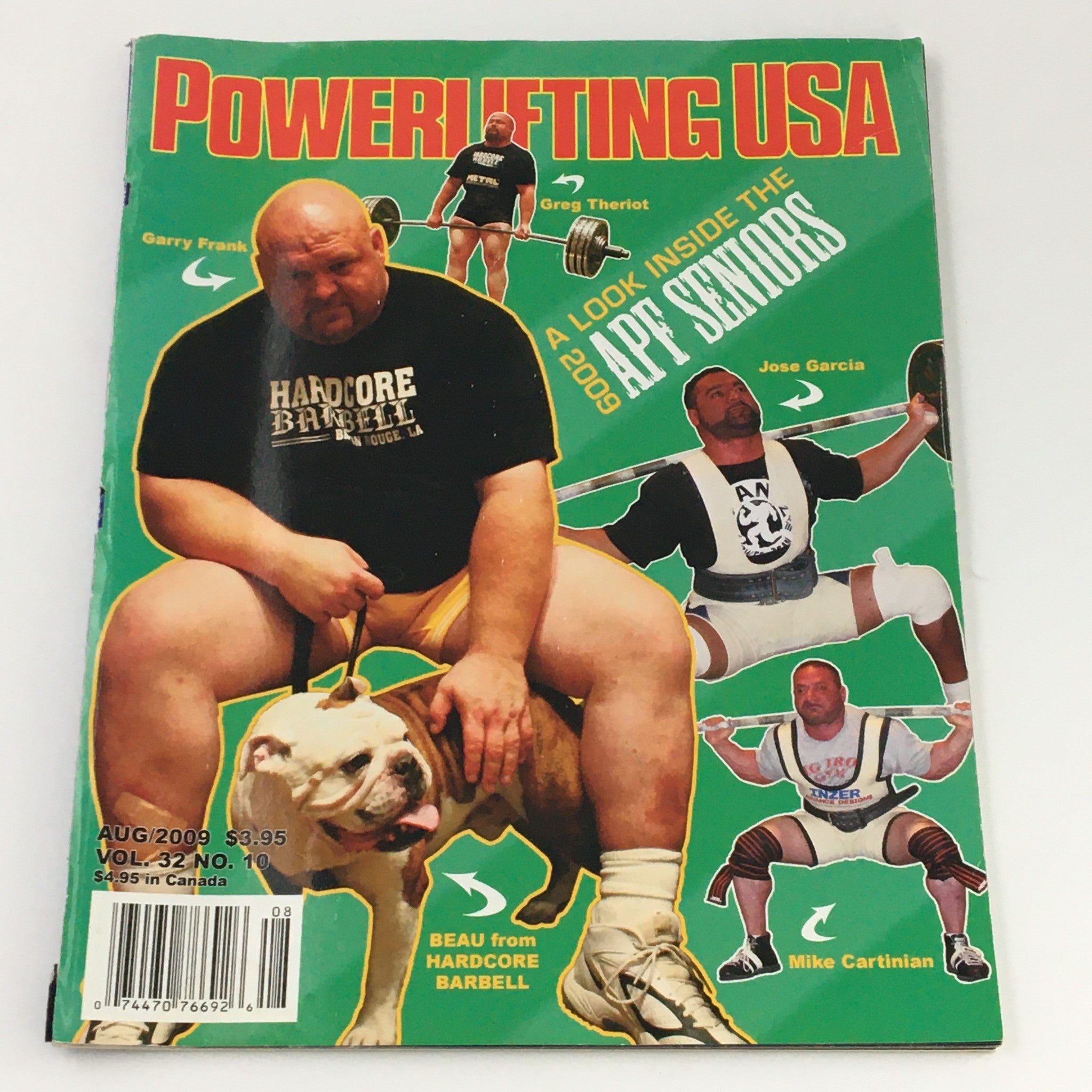 Powerlifting USA Magazine August 2009 Vol 32 #10 Garry Frank Cover, Newsstand