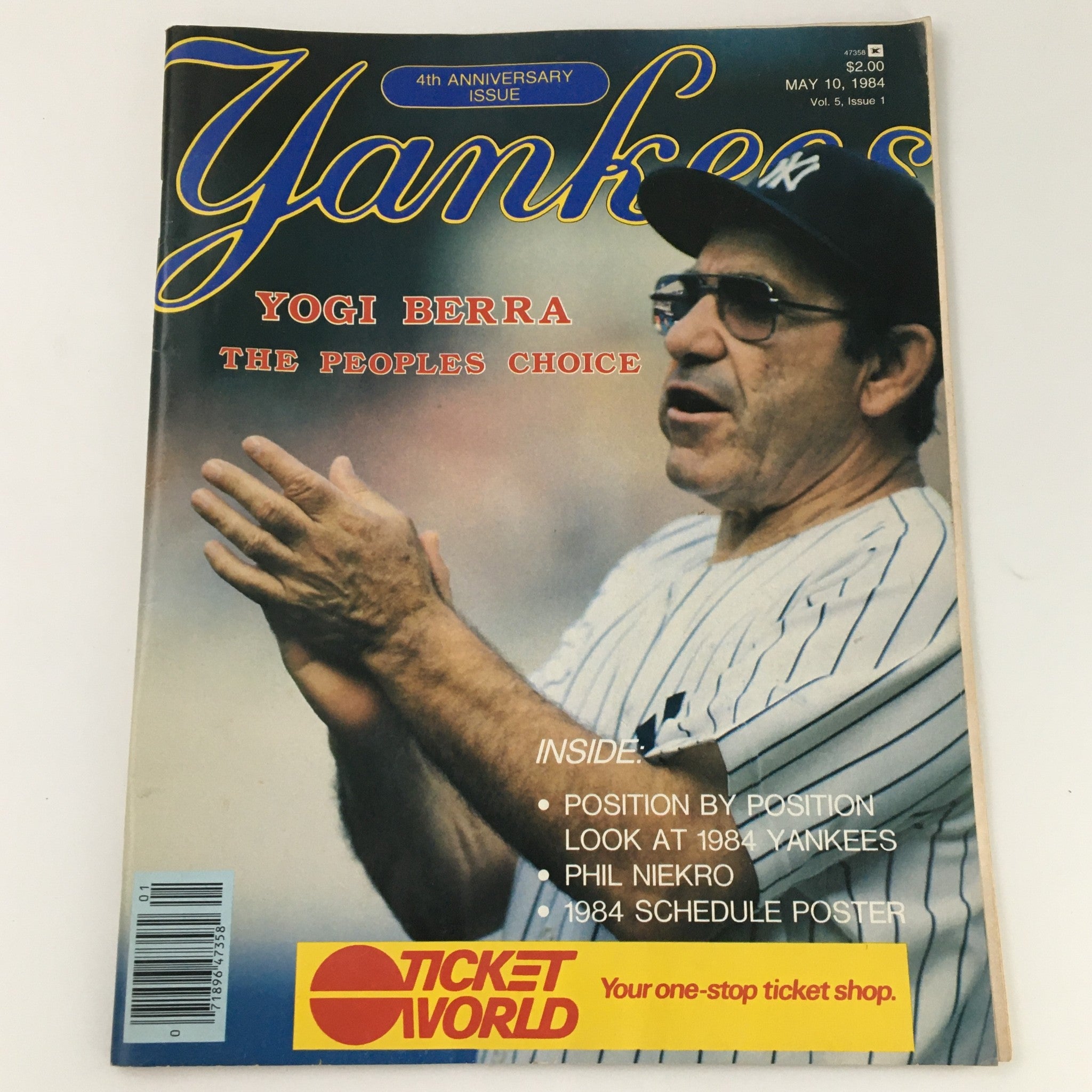 Official New York Yankees Magazine May 10 1984 Vol 5 #1 Yogi Berra Cover