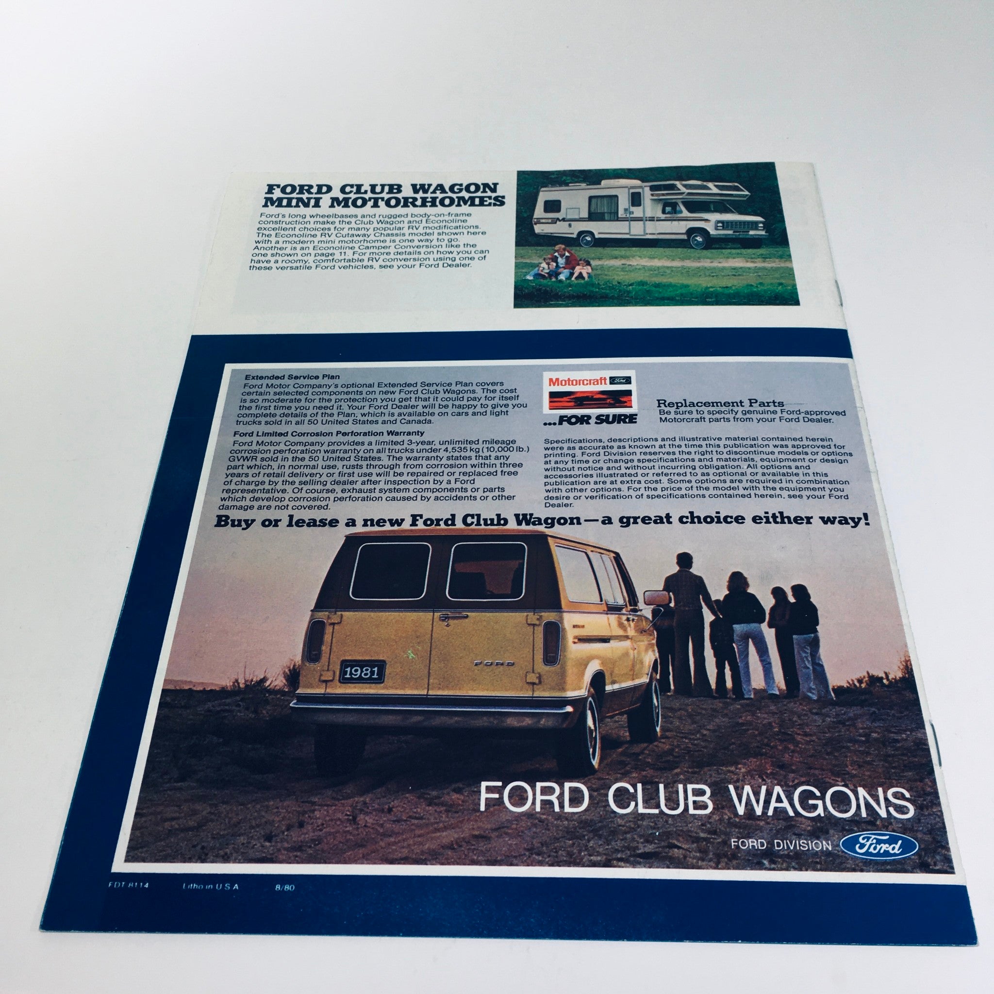 1981 Ford Wagon Club Wagon V-8 300 CID 6 4-Speed Manual Car Sale Brochure