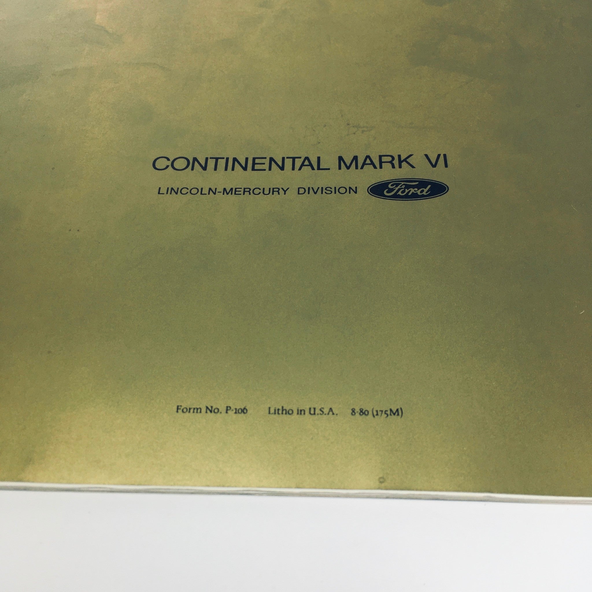 1981 Continental Mark VI Signature Series Form No. P-100 Car Sale Brochure