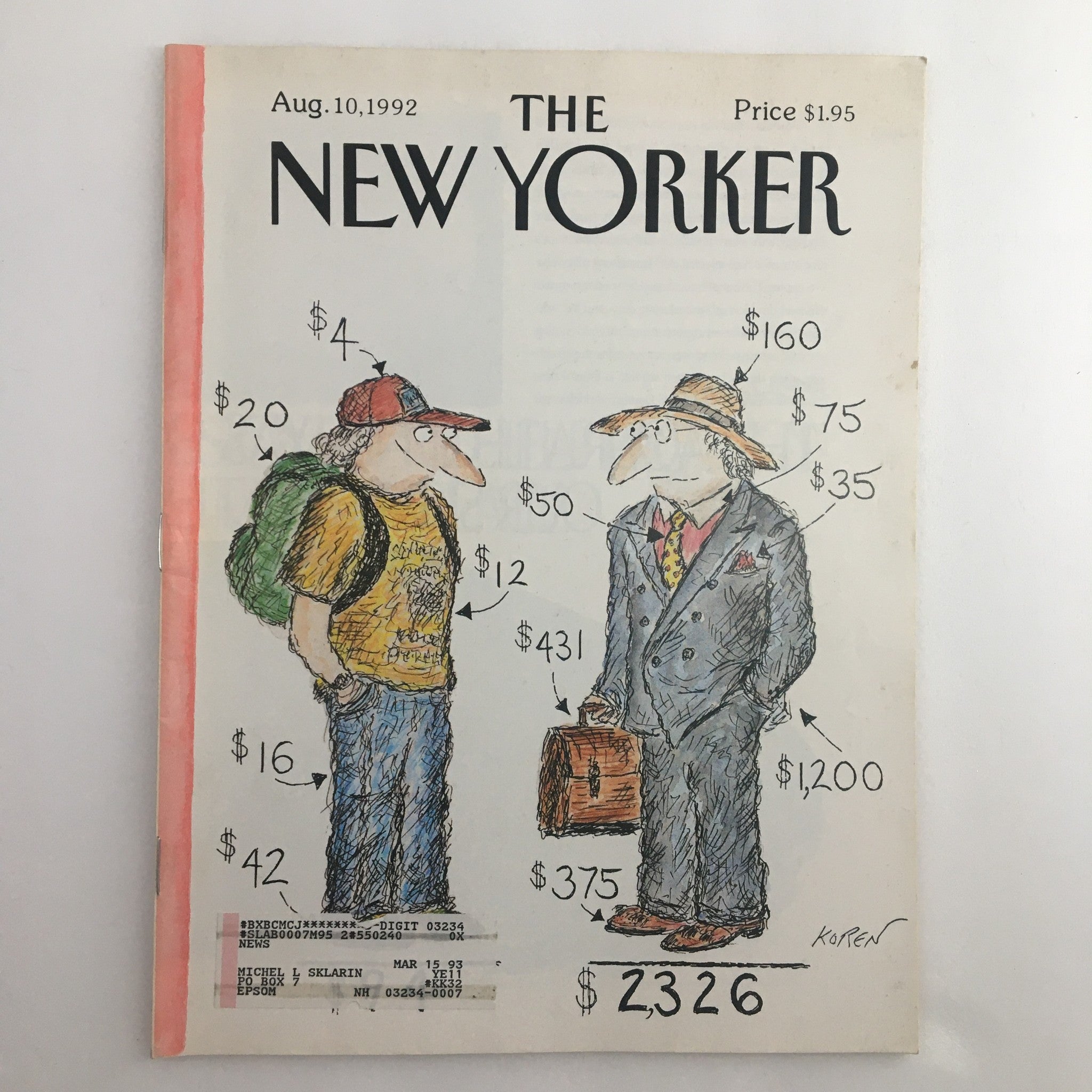 The New Yorker Full Magazine August 10 1992 Criticism by Edward Koren