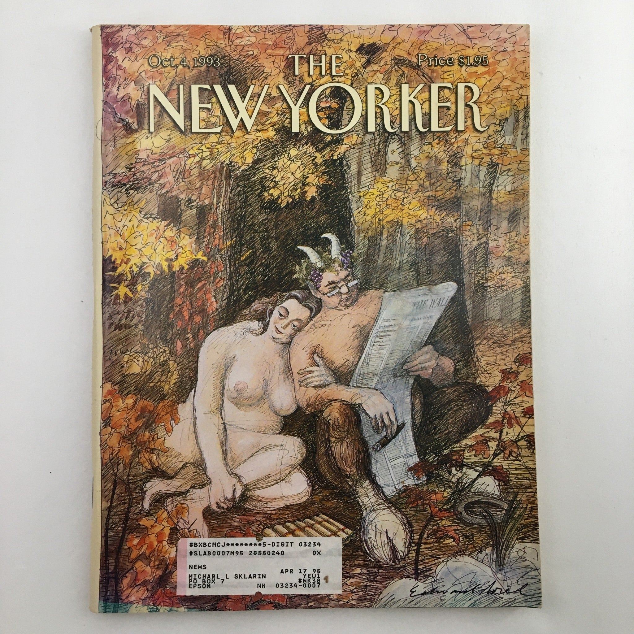 The New Yorker Magazine October 4 1993 Remembrance of Flings by Edward Sorel