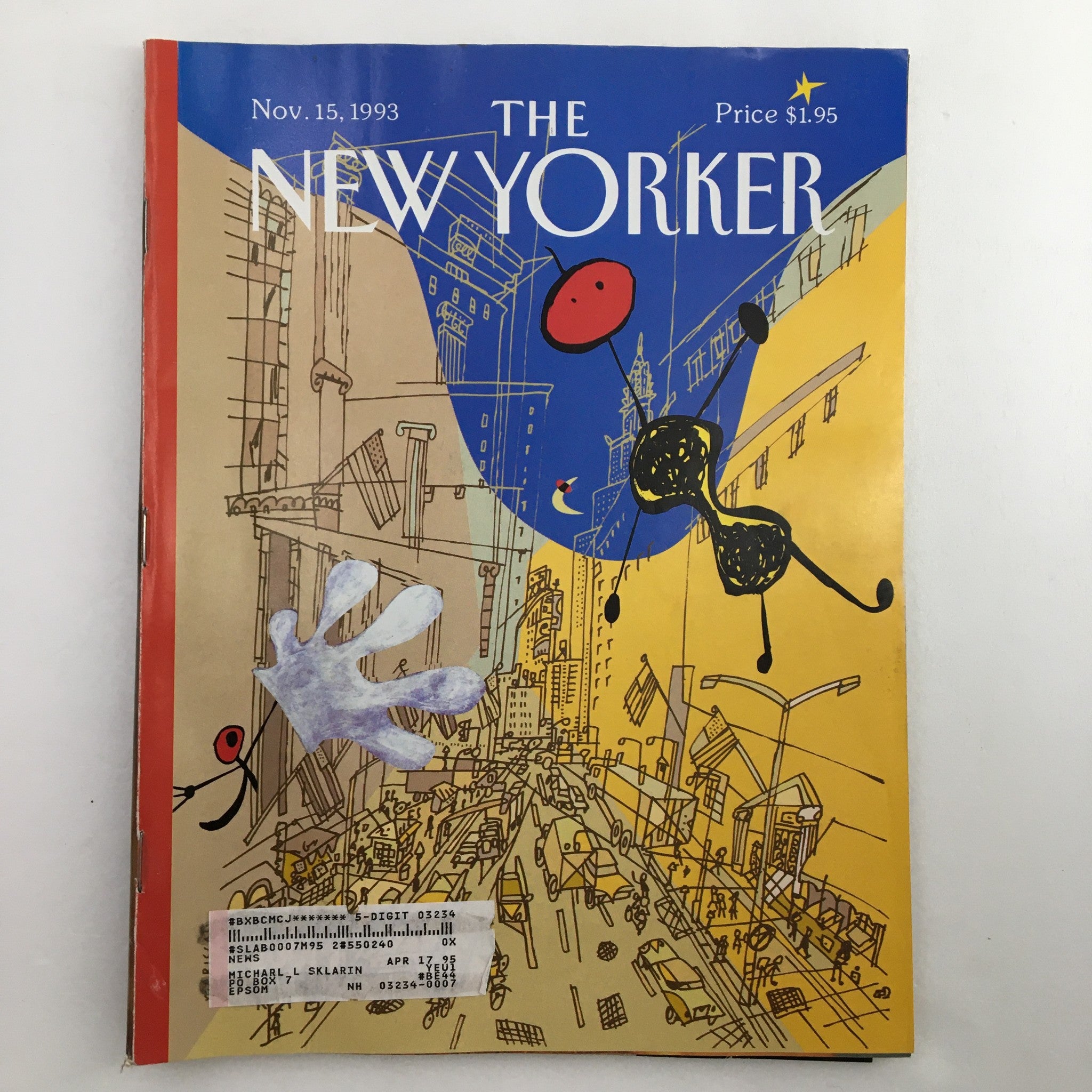 The New Yorker Full Magazine November 15 1993 Miro in the City by Mariscal