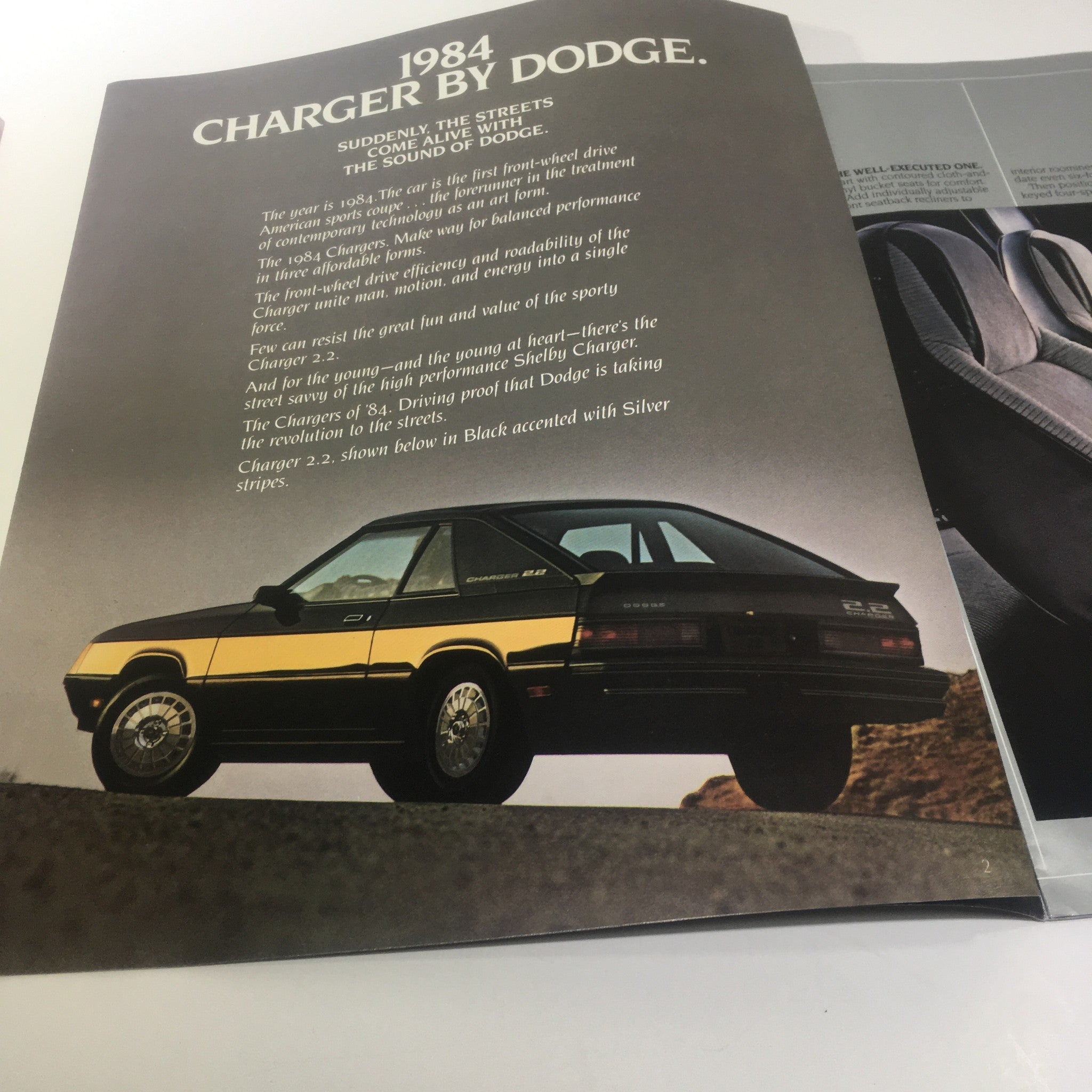 1984 Charger by Dodge 4-Cylinder V-8 Engine 5-Speed Manual Car Sale Brochure