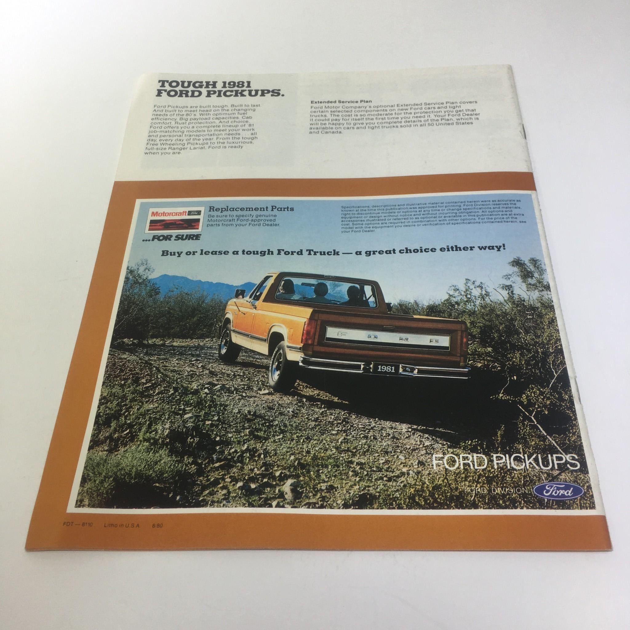 1981 Ford Pickup New 4.2L (255) V-8 Truck Engine 6-Cylinder Car Sale Brochure