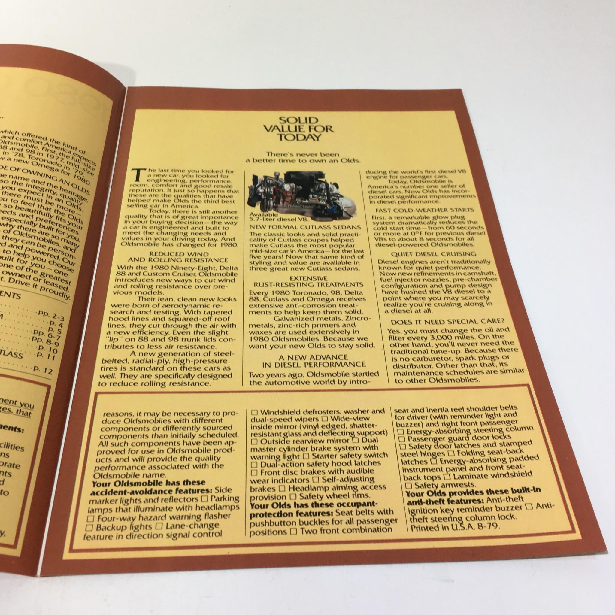 1980 Oldsmobile Tornado-Ninety-Eight-Delta 88-Cutlass-V-8 Engine Car Brochure