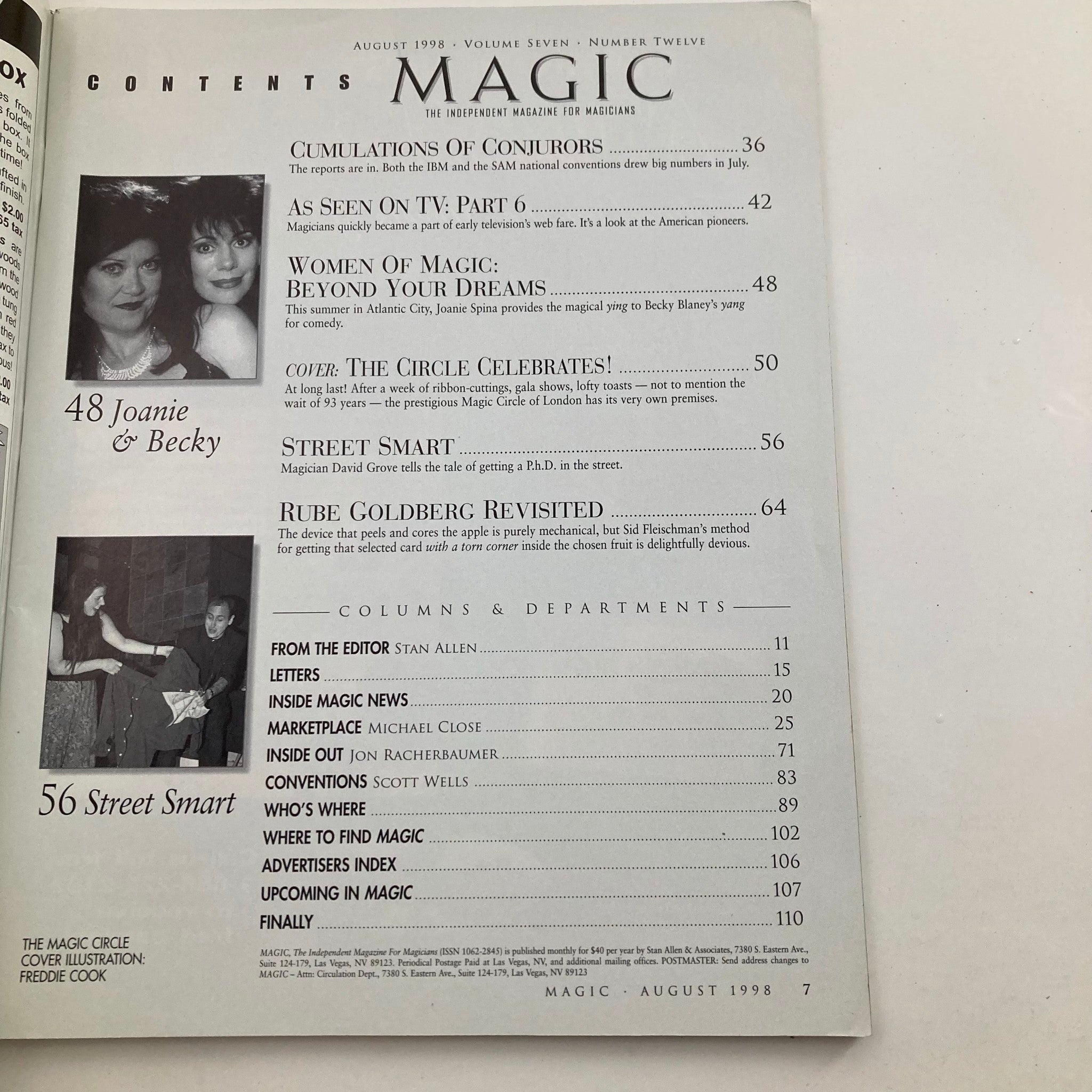 VTG Magic Magazine for Magicians August 1998 London's Magic Circle No Label