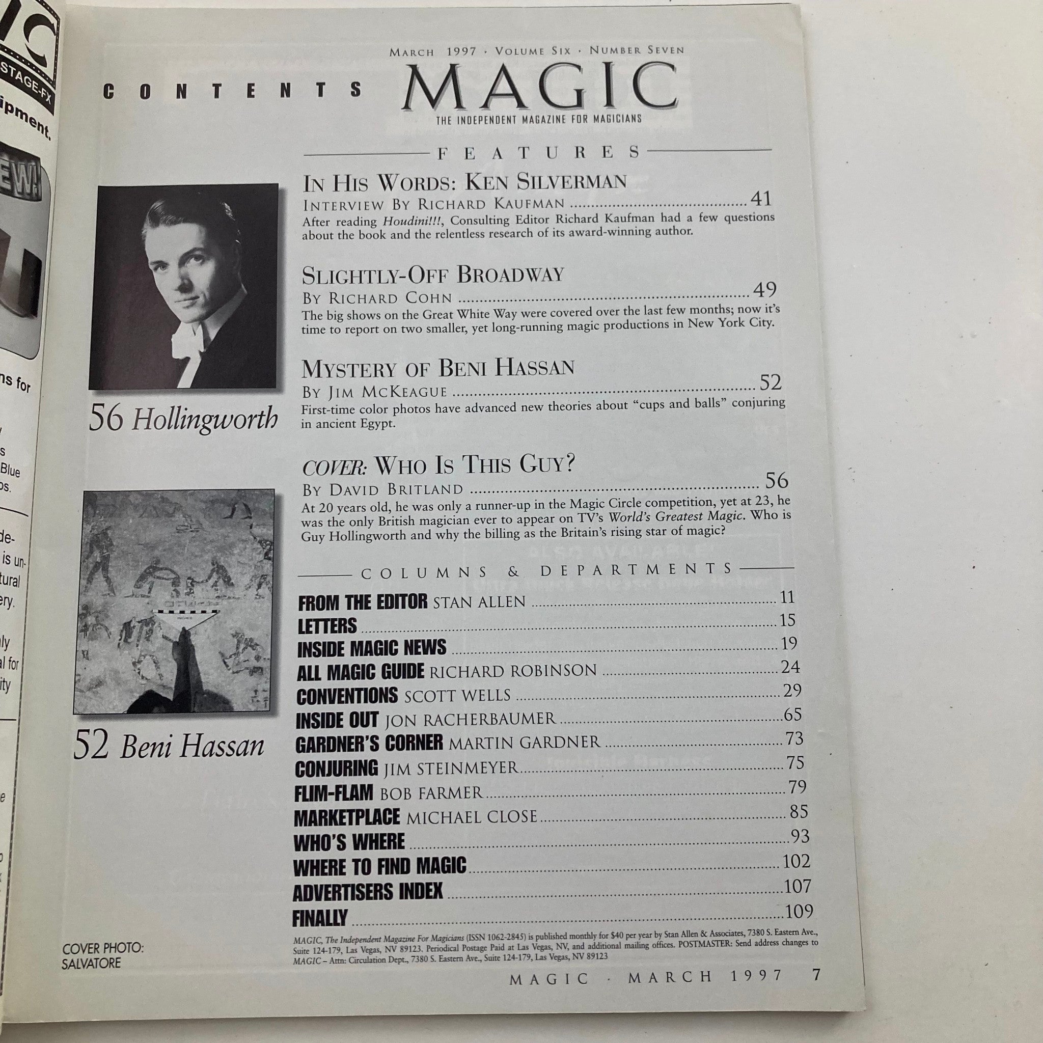 VTG Magic Magazine for Magicians March 1997 Ken Silverman No Label