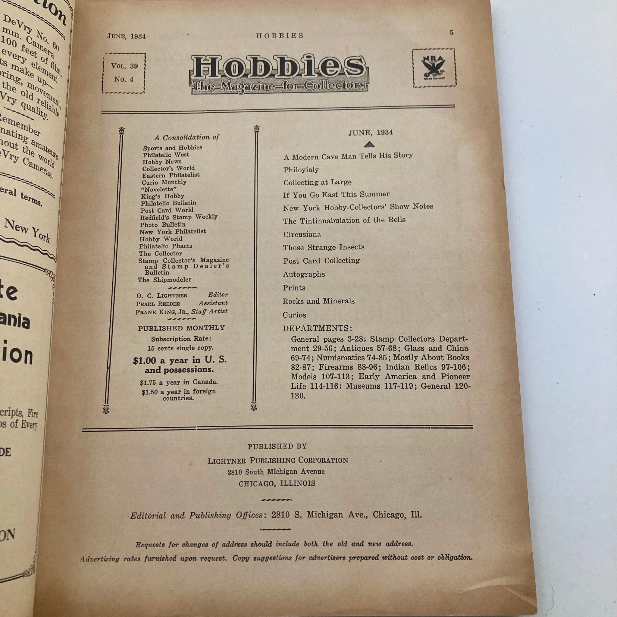 VTG Hobbies Magazine for Collectors June 1934 Those Strange Insects No Label