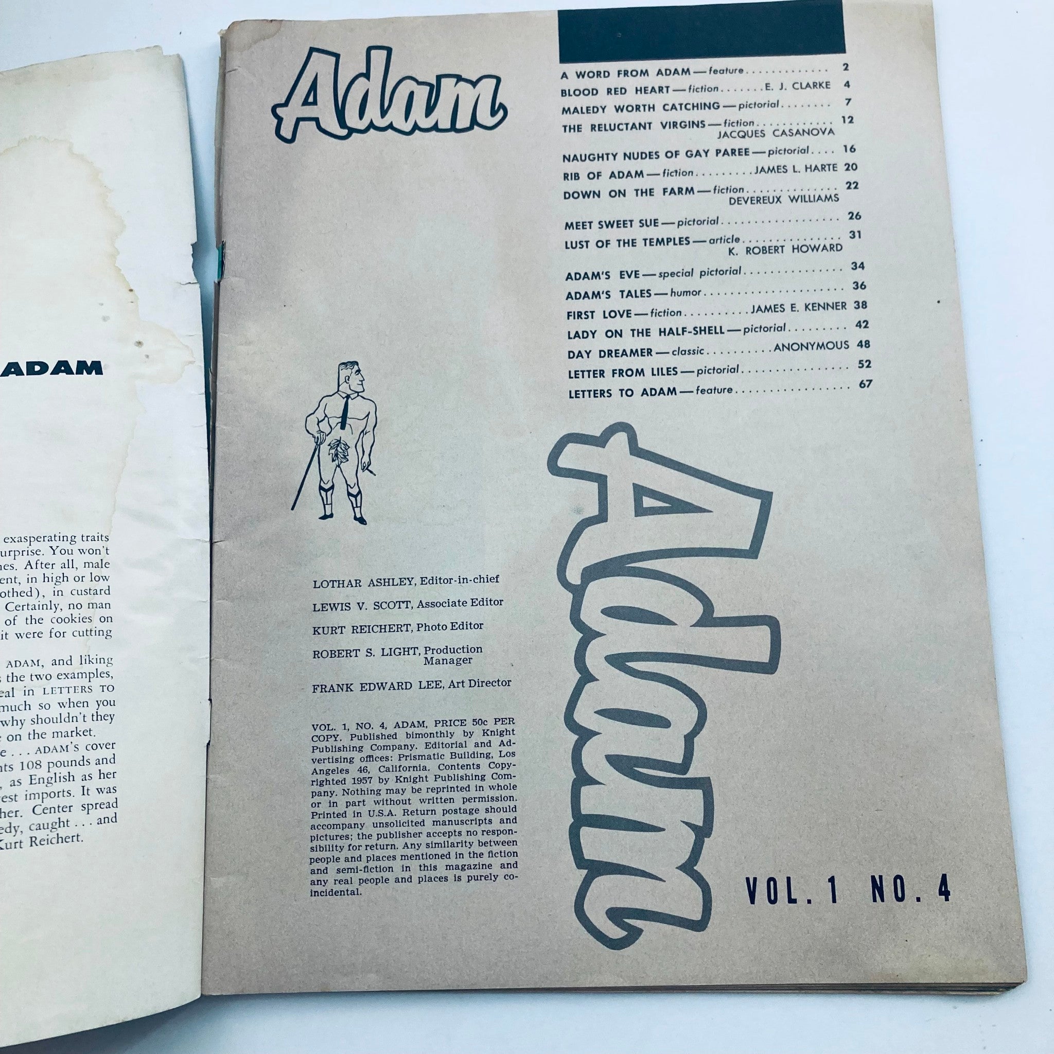 VTG Adam Magazine February 1957 Vol 1 No. 4 Naughty Nudes of Gay Paree No Label