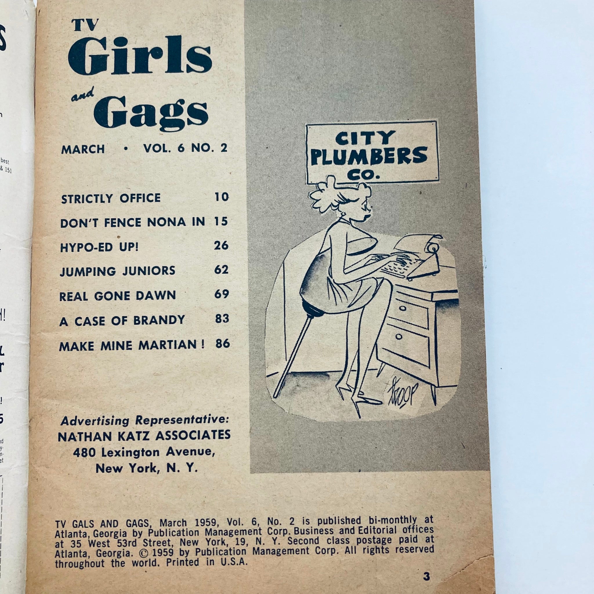 VTG TV Girls and Gags Magazine March 1959 Vol 6 No. 2 A Case of Brandy No Label