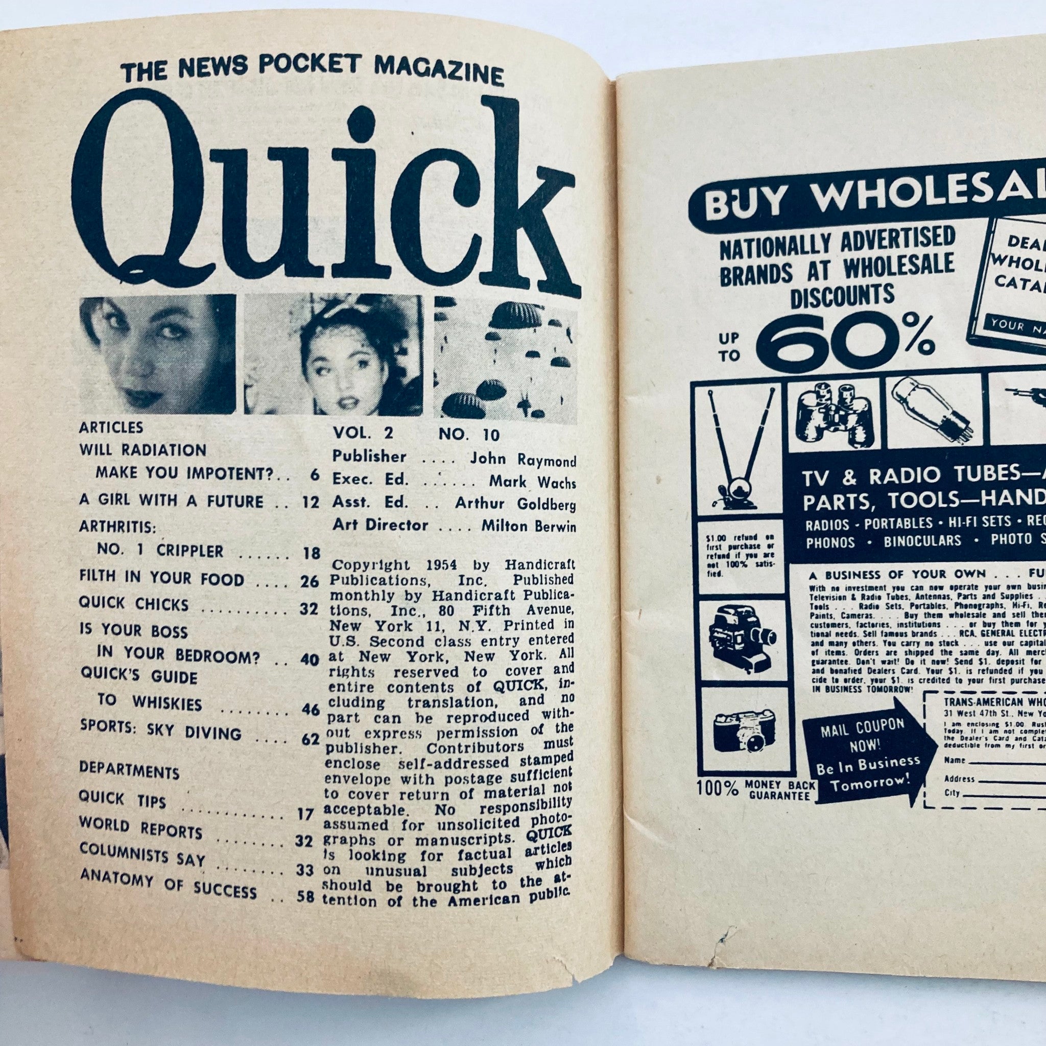 VTG Quick Pocket Magazine March 1958 Vol 2 No. 10 A Sexy Siren No Label