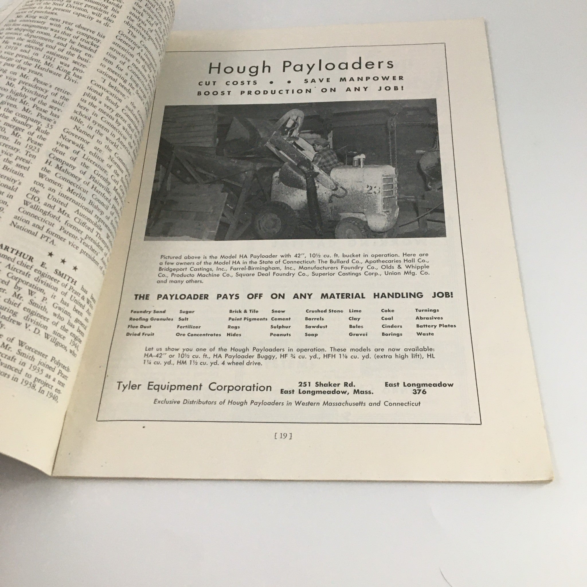 VTG Connecticut Industry Magazine June 1949 Hough Payloaders Feature, Newsstand