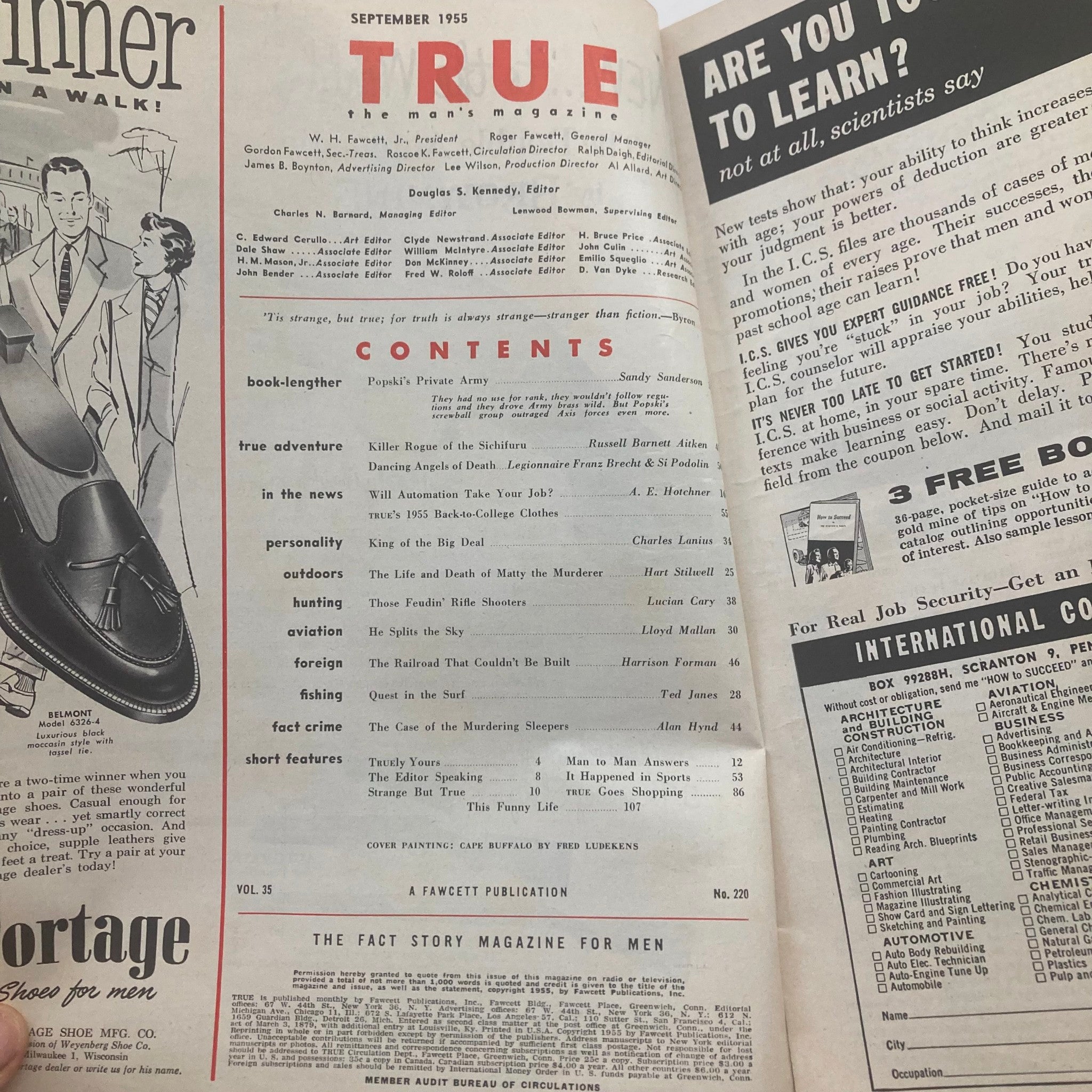 VTG True Magazine September 1955 Vol 35 No. 220 King of the Big Deal No Label