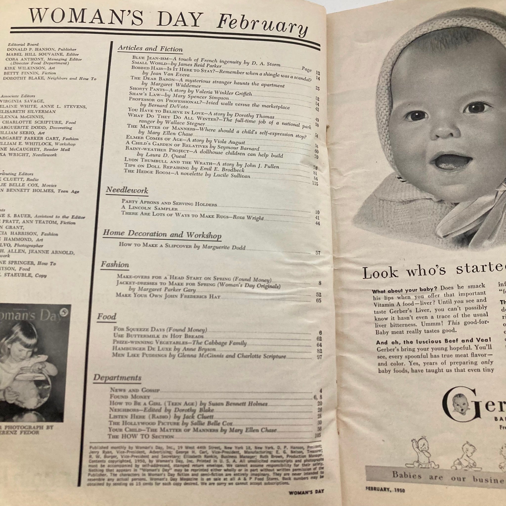 VTG Woman's Day Magazine February 1950 Tips on Doll Repairing No Label