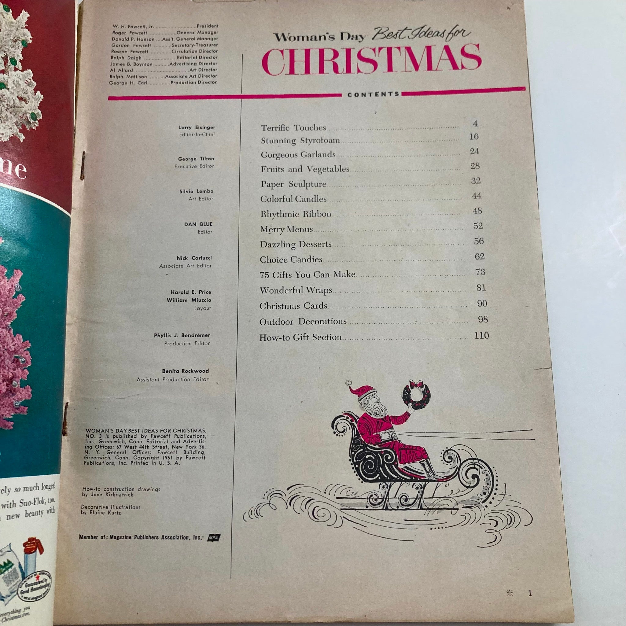 VTG Woman's Day Magazine December 1961 Best Ideas for Christmas No Label