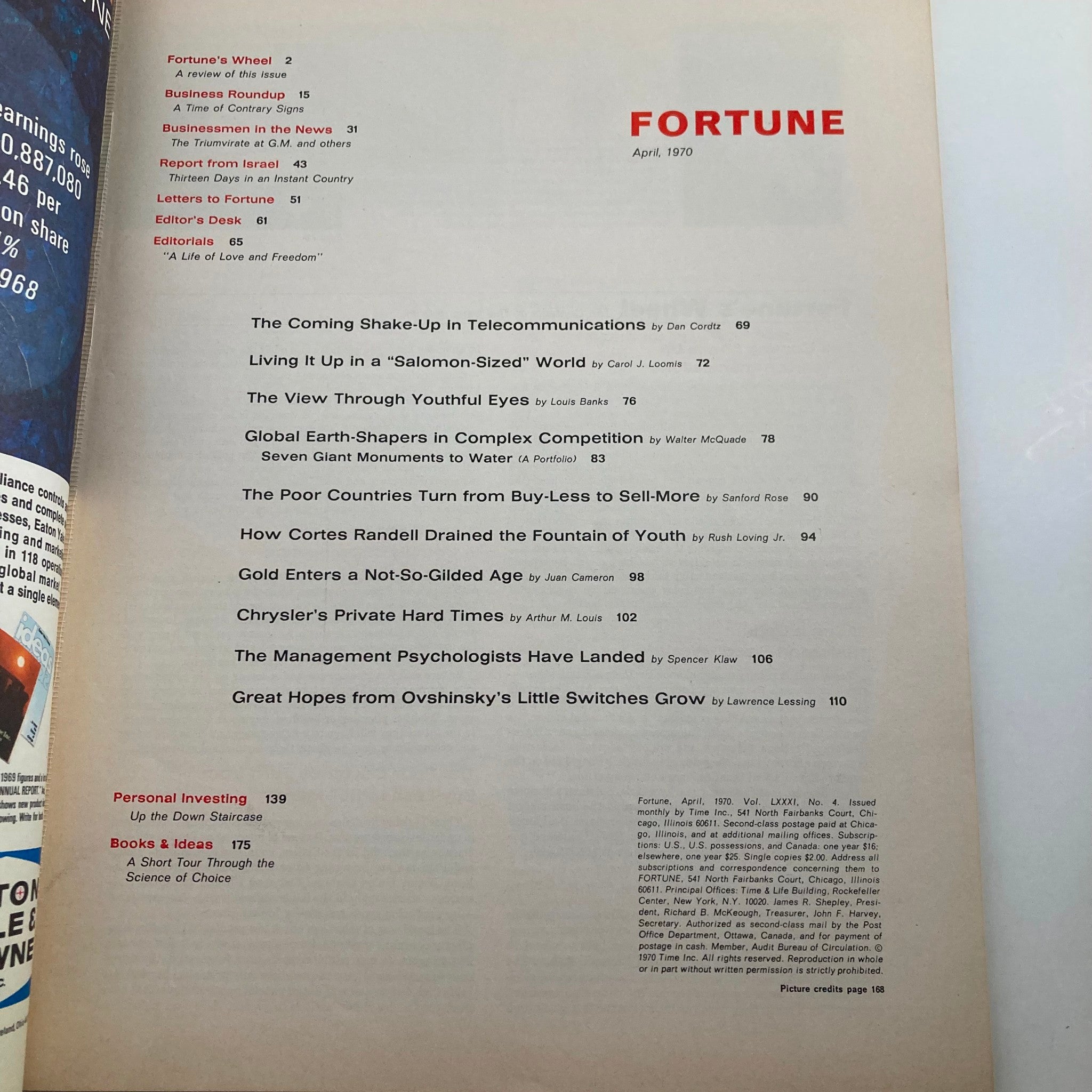 VTG Fortune Magazine April 1970 The World's Biggest Dam Builders No Label