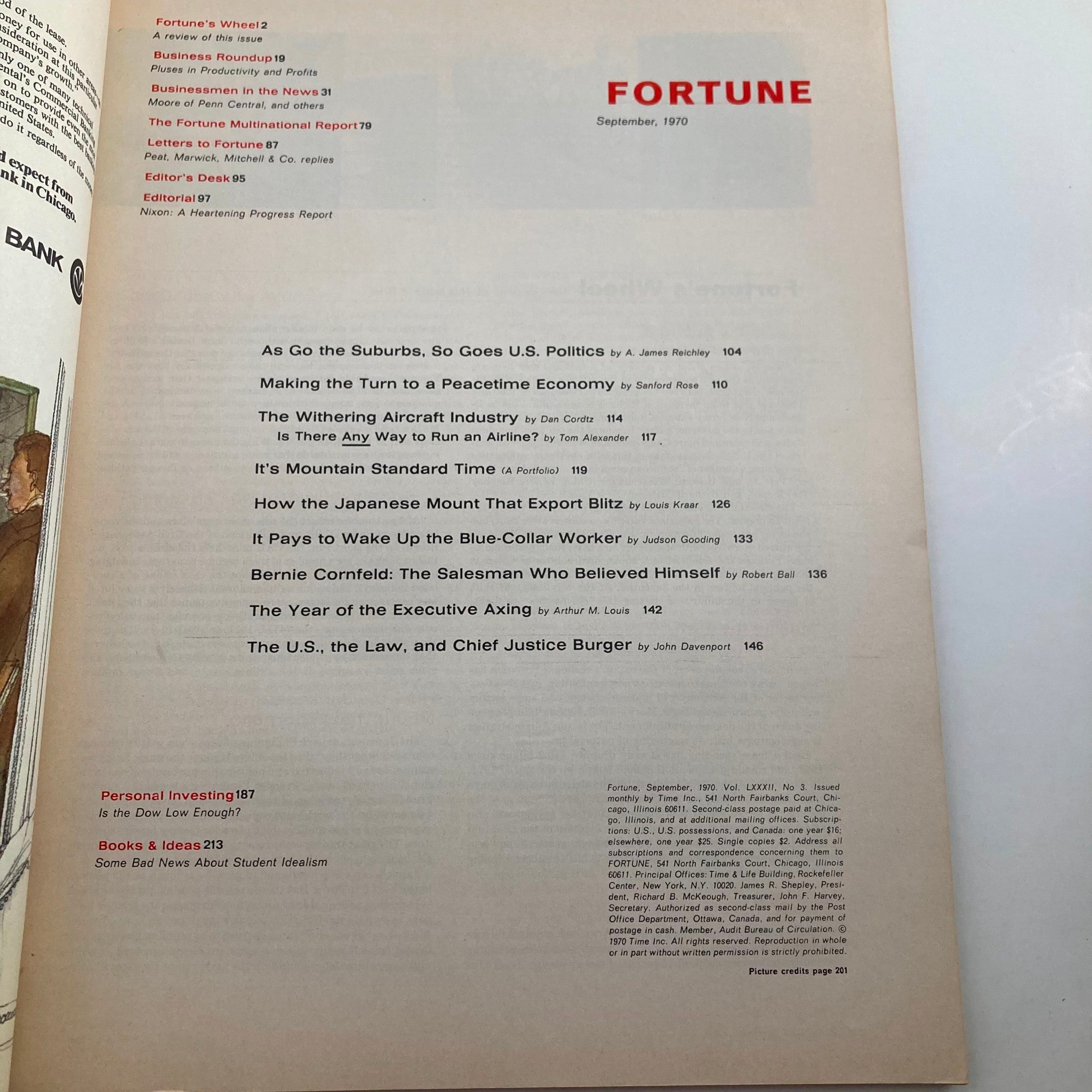 VTG Fortune Magazine September 1970 Boomtime in the Rockies No Label