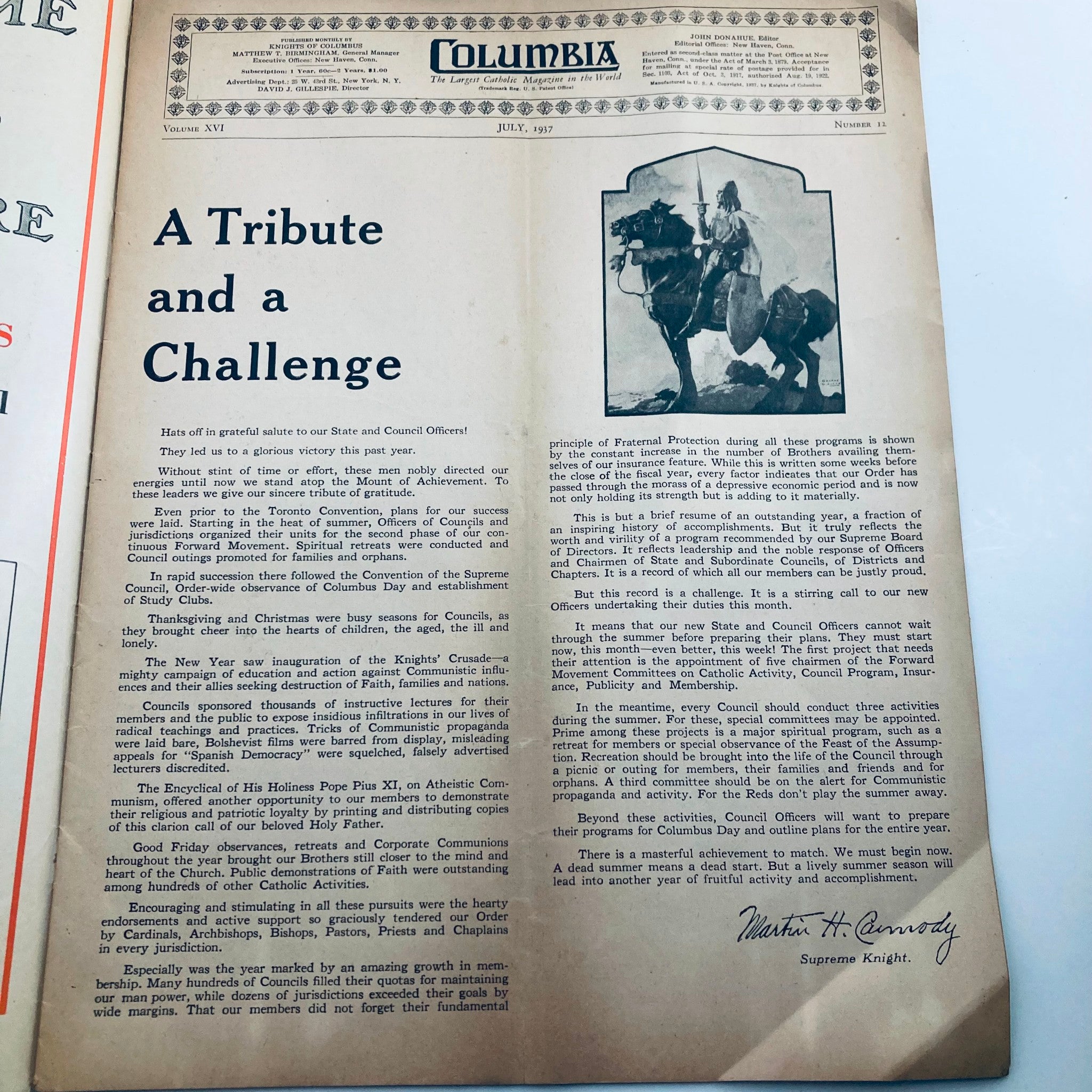 VTG Columbia Magazine July 1937 News of Knights of Columbus Council Activities