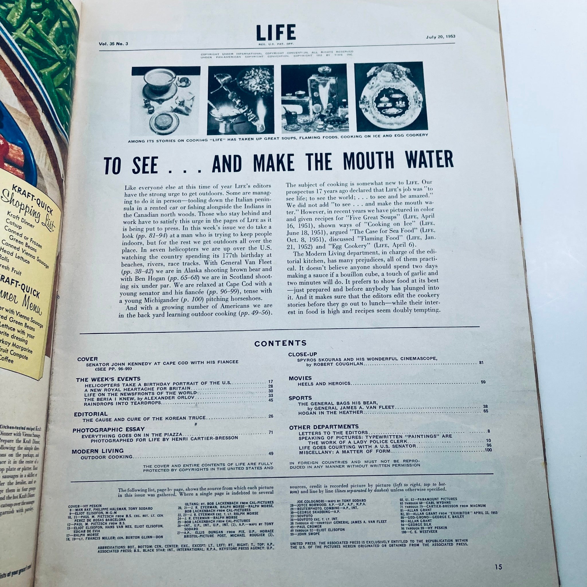 VTG Life Magazine July 20 1953 Vol 35 No. 3 Sen. John F. Kennedy No Label