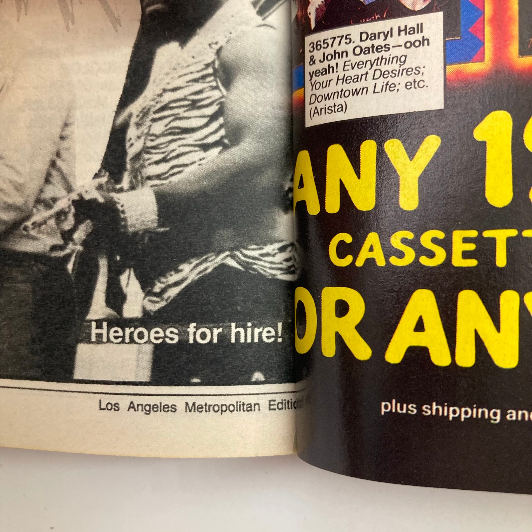 Black and white image from TV Guide Magazine September 24, 1988 showing an article titled 'Heroes for hire!' with text beneath mentioning the Los Angeles Metropolitan Edition, highlighting entertainment features of the magazine.