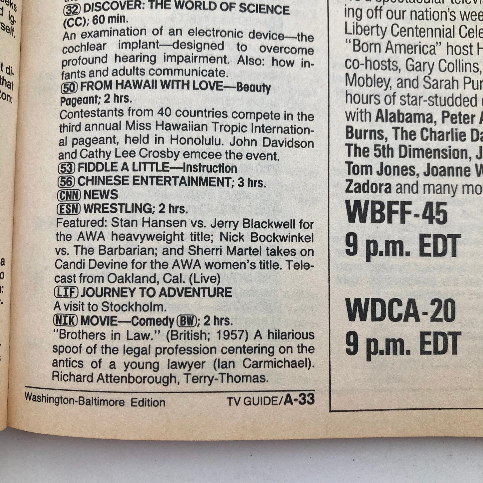 Interior page from the TV Guide Magazine June 28 1986 displaying program listings and highlights, including TV shows and events. The magazine is a collectible piece of television nostalgia.