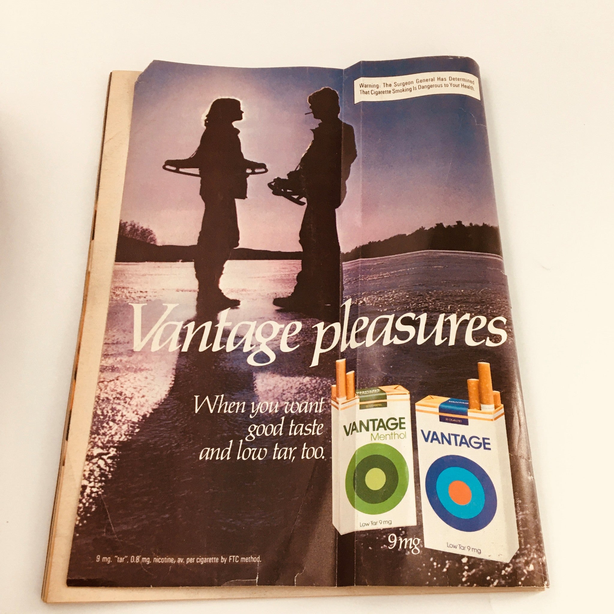 Vintage advertisement page from Sports Illustrated Magazine January 11 1982 featuring Vantage cigarettes, illustrating 1980s advertising styles.