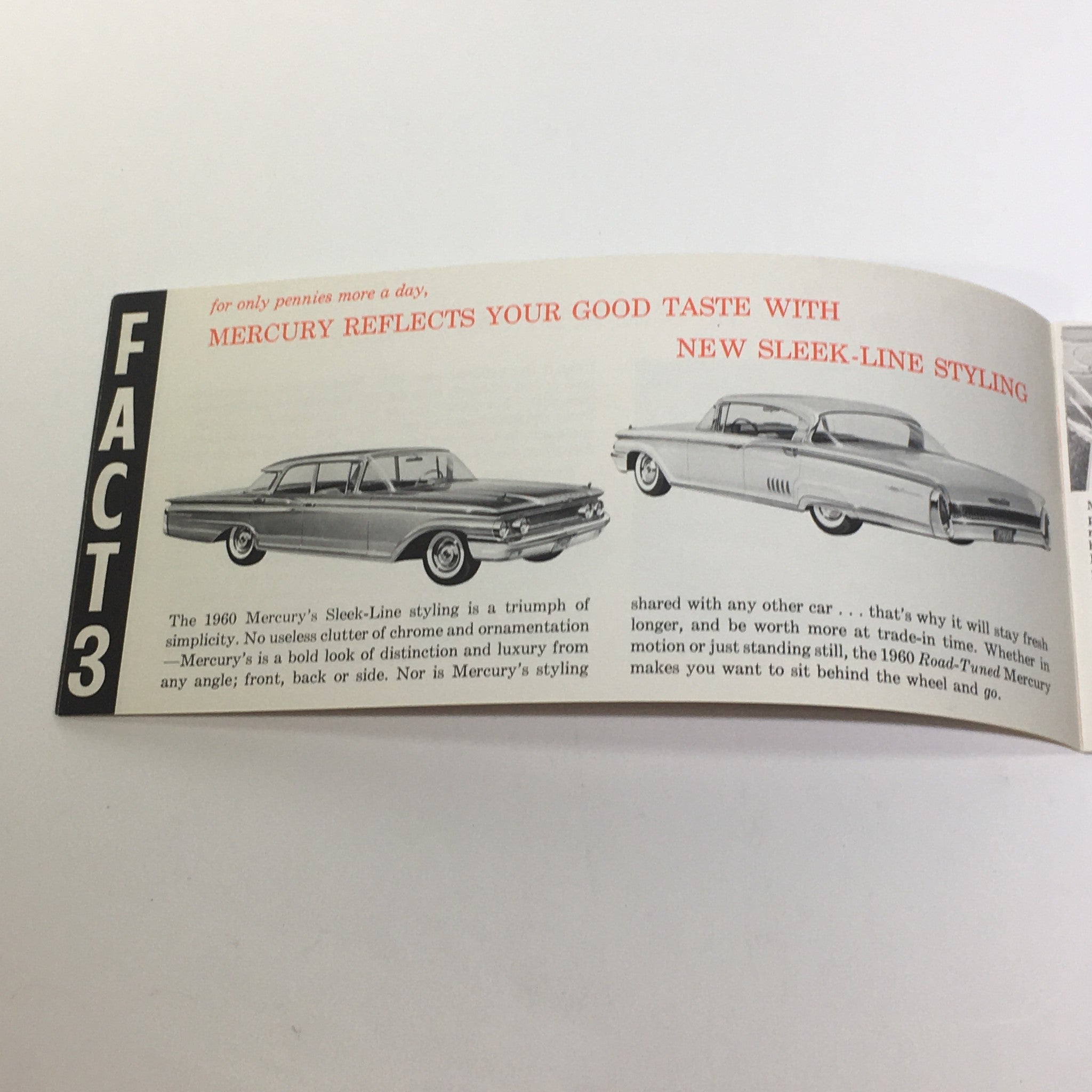 1960 Mercury Sleek-Line Styling V8 Engines 3-Speed Gear Set Car Catalog Brochure