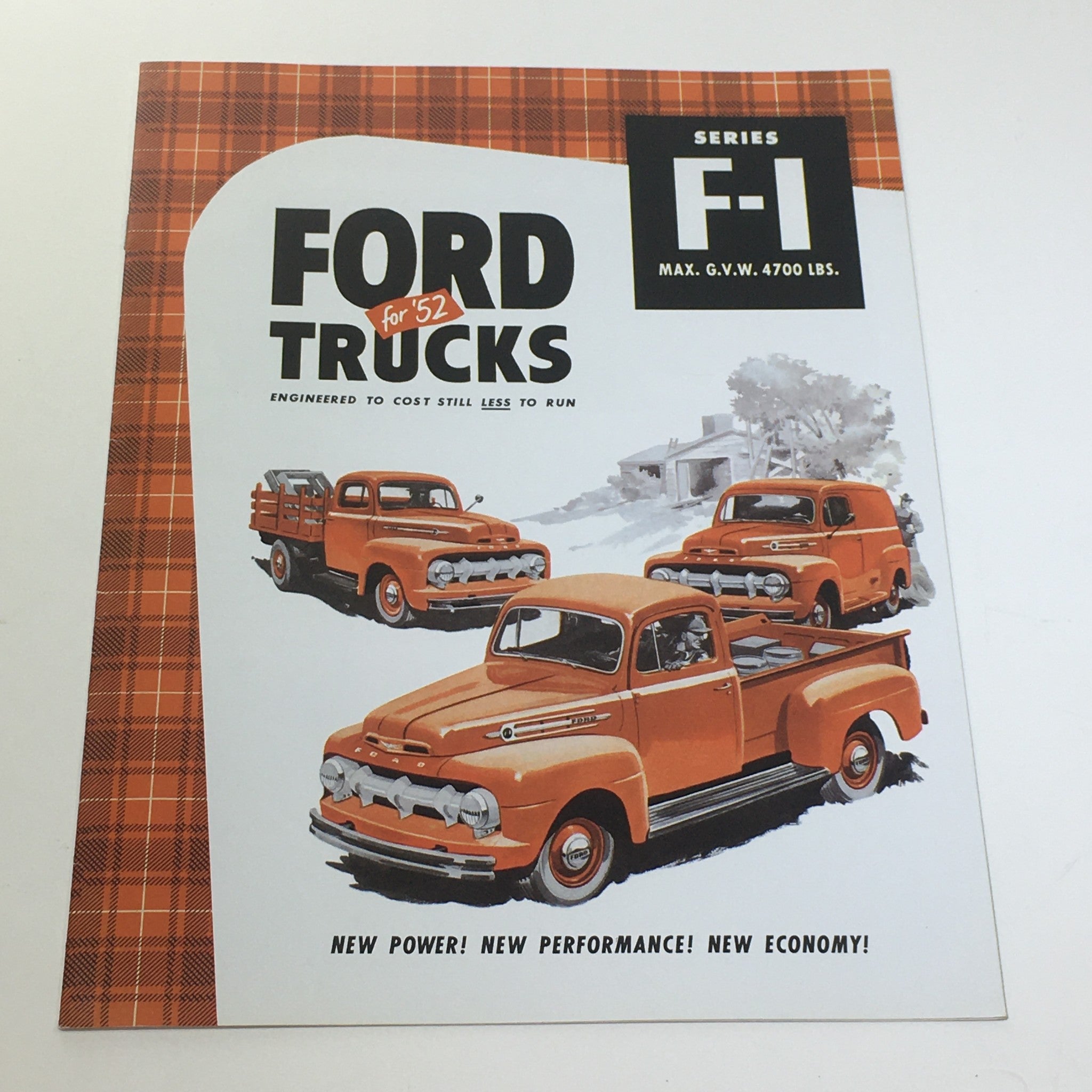 1952 Ford Trucks Series F-1 Max G.V.W. 4700 LBS V-8 Engine Car Catalog Brochure