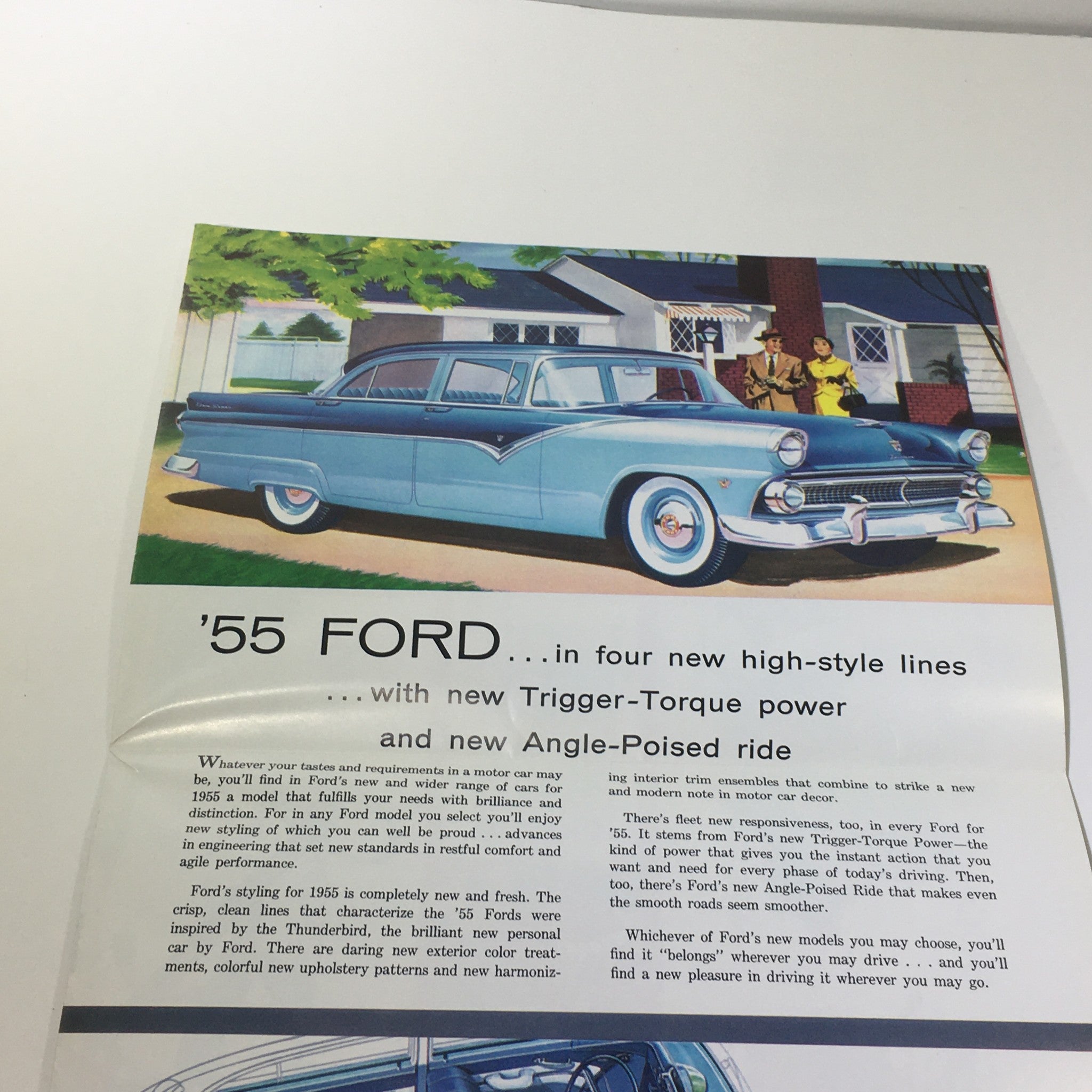 1955 Ford Trigger-Torque Power Angle-Poised V-8 Engines Car Catalog Brochure