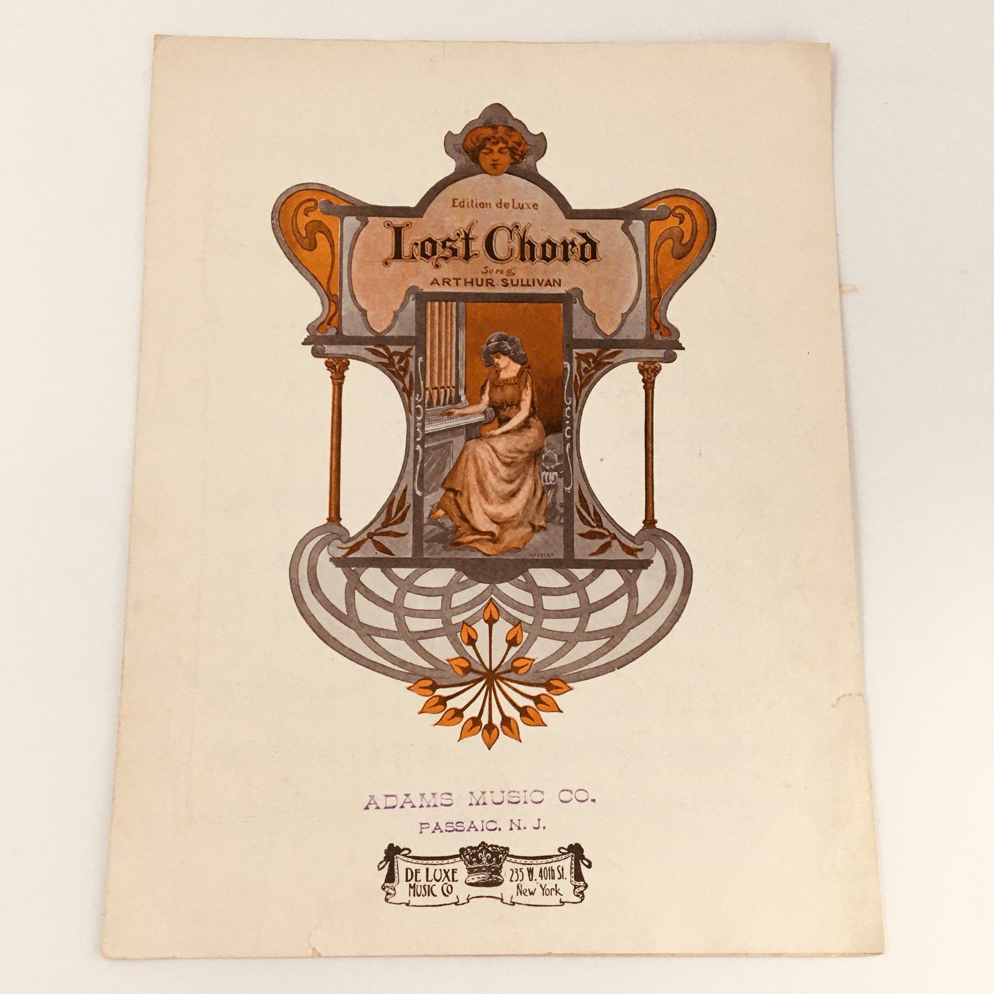 1895 Lost Chord Arthur Sullivan Edition de Luxe Music Co. Music Sheet