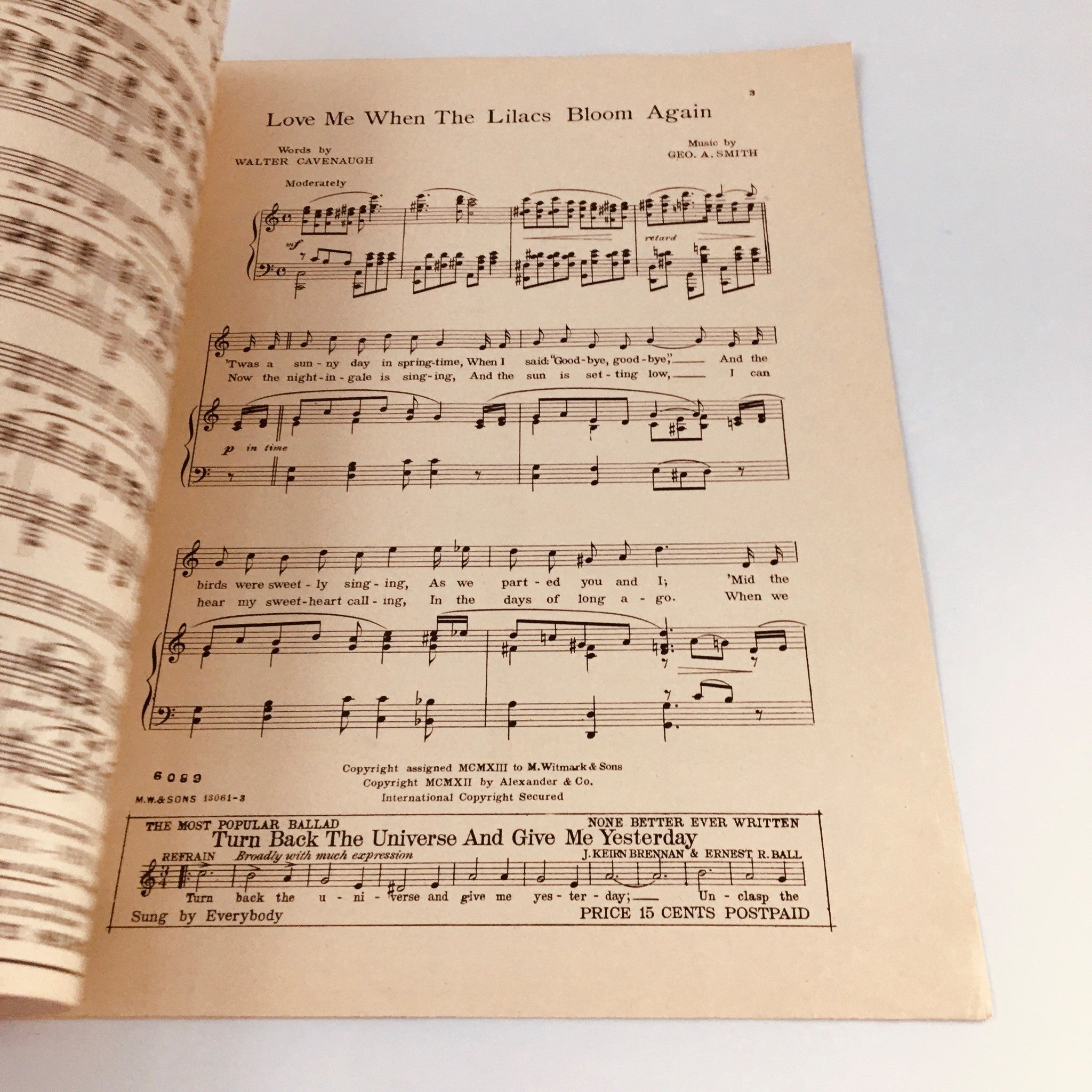 1912 Love Me When The Lilacs Bloom Again Ballad George A. Smith Music Sheet