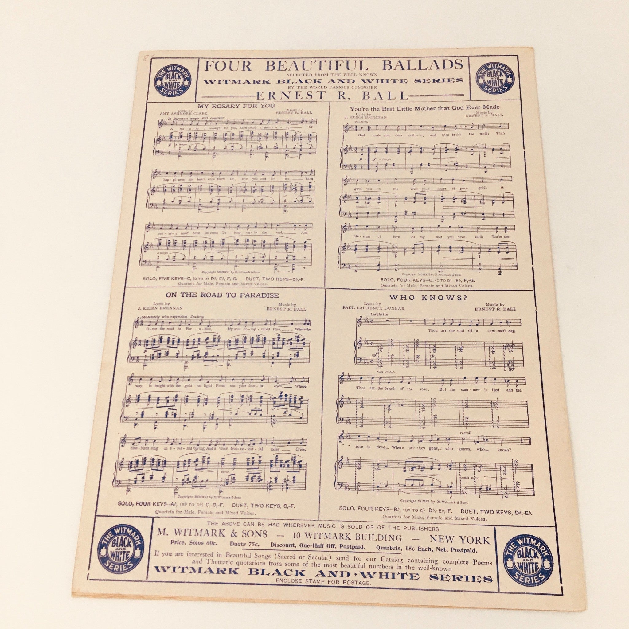 1912 Love Me When The Lilacs Bloom Again Ballad George A. Smith Music Sheet