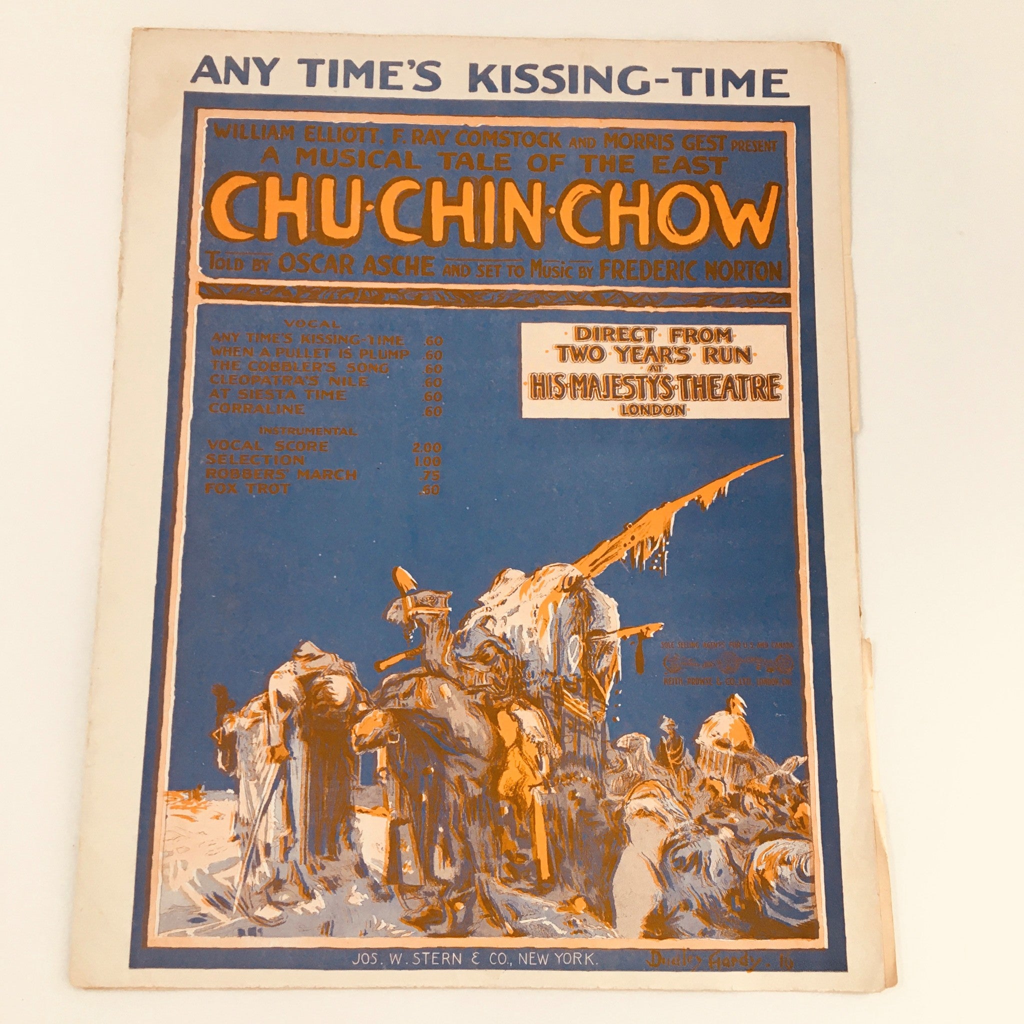 1916 Any Time's Kissing-Time by Frederic Norton, Movie Chu-Chin-Chow Music Sheet