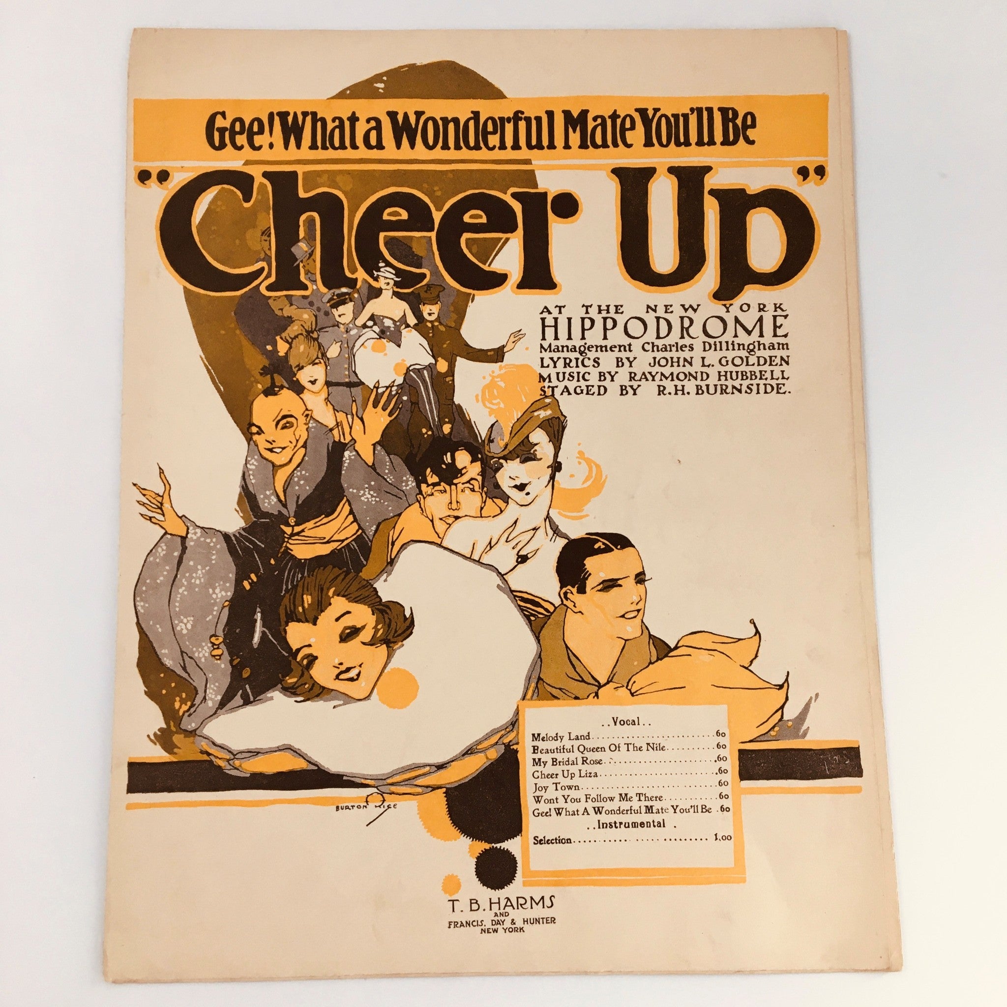 1917 Gee What A Wonderful Mate You'll Be "Cheer-Up" Raymond Hubbell Music Sheet