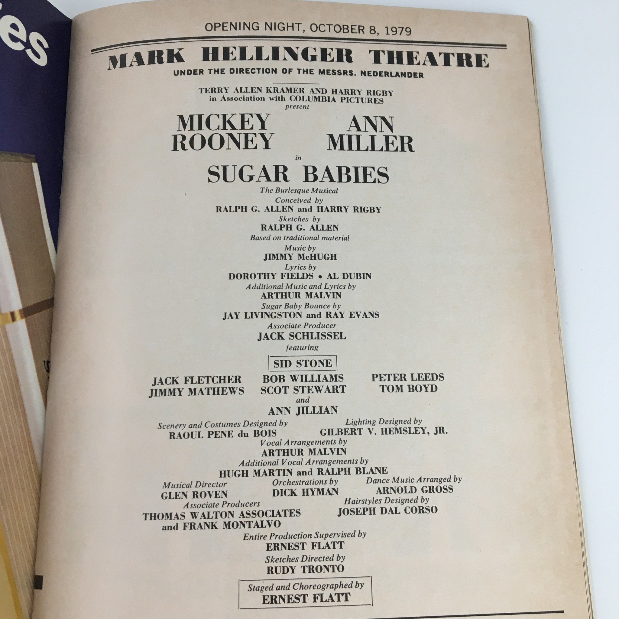 1979 Playbill Mark Hellinger Theatre Sugar Babes Mickey Rooney, Ann Miller