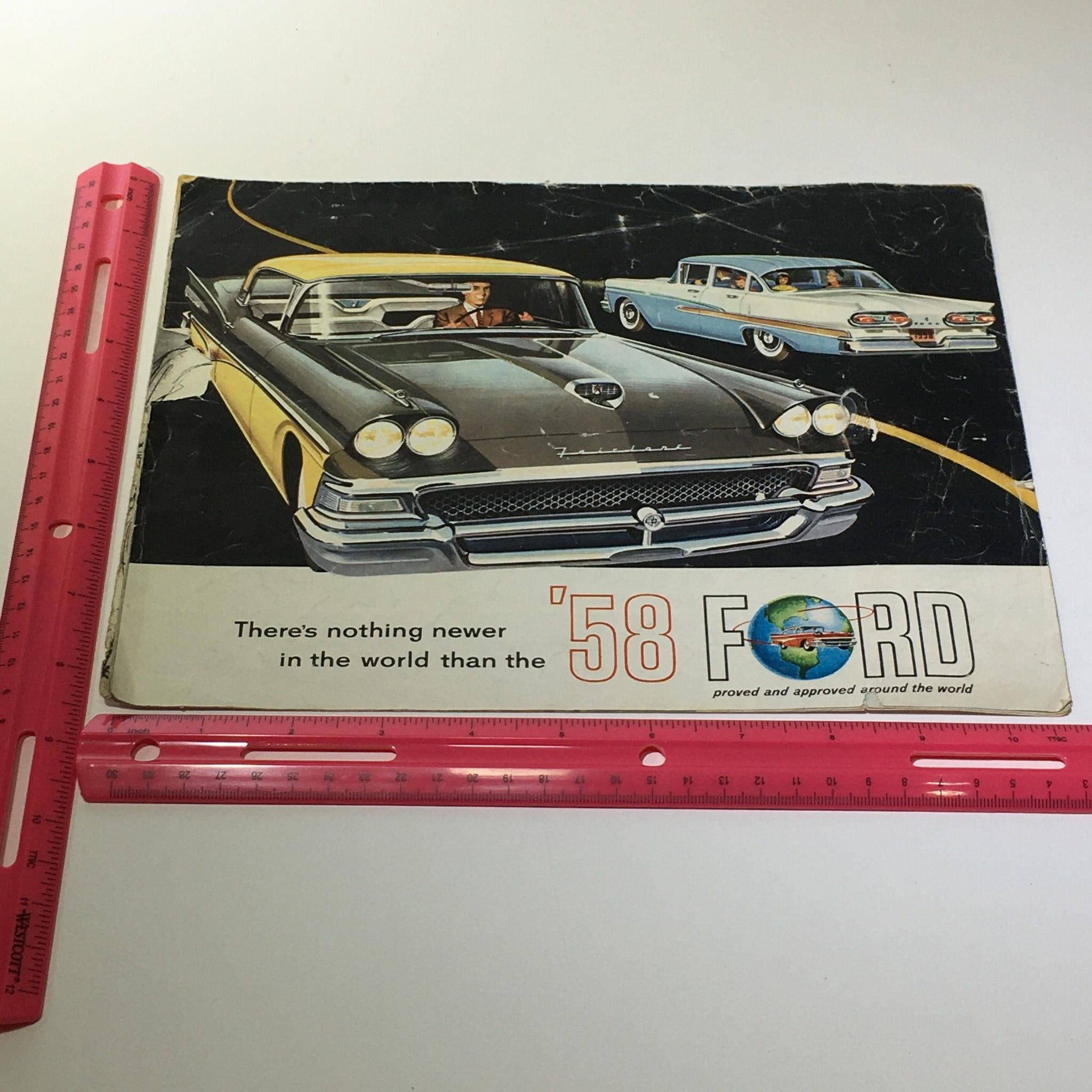 1958 Ford Thunderbird & Skyliner Wagon Series V-8 Engine Car Catalog Brochure