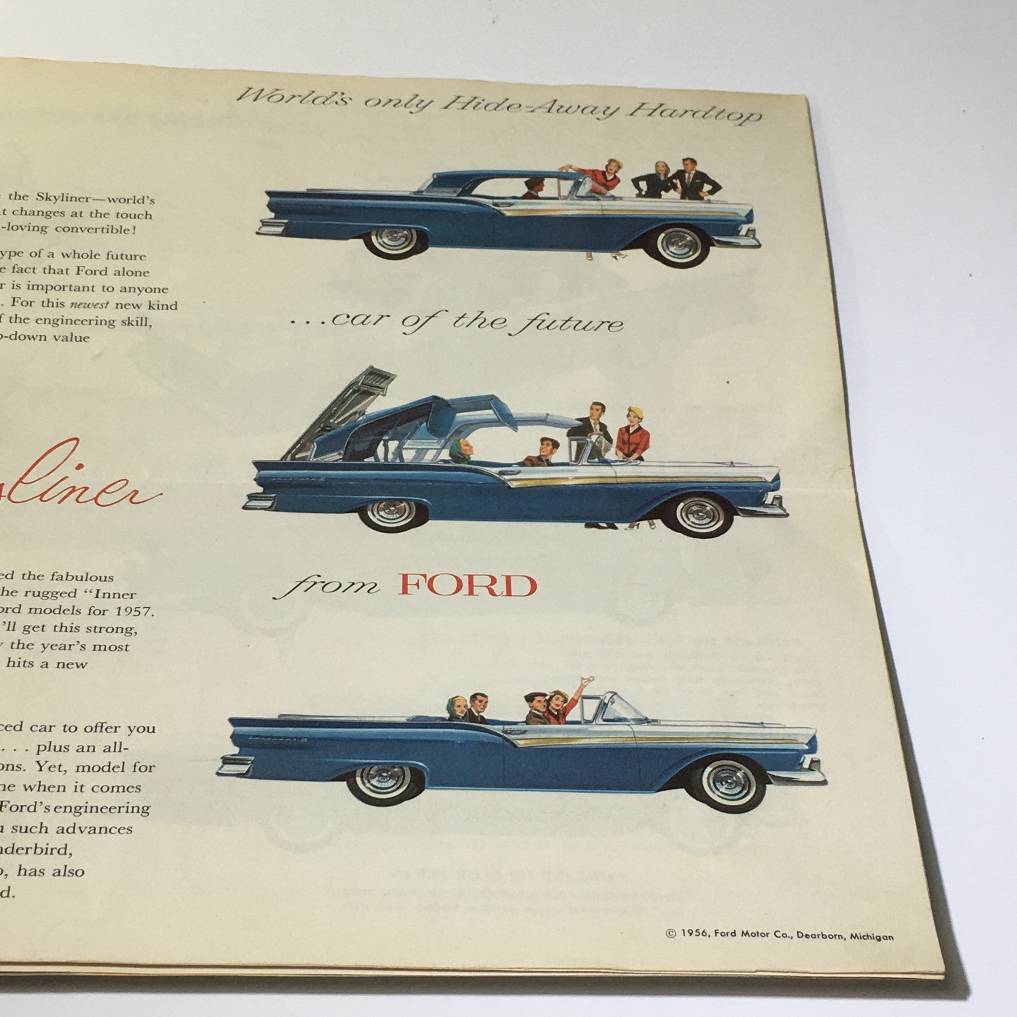 1957 Ford Skyliner Hide-Away Hardtop 4-Way Power Front Seat Car Catalog Brochure