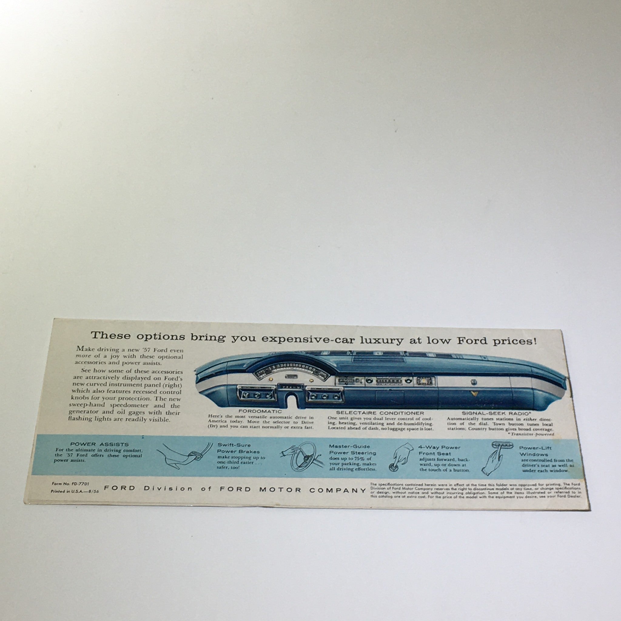 1957 Ford Touch of Tomorrow Master-Guide Power Steering Car Catalog Brochure