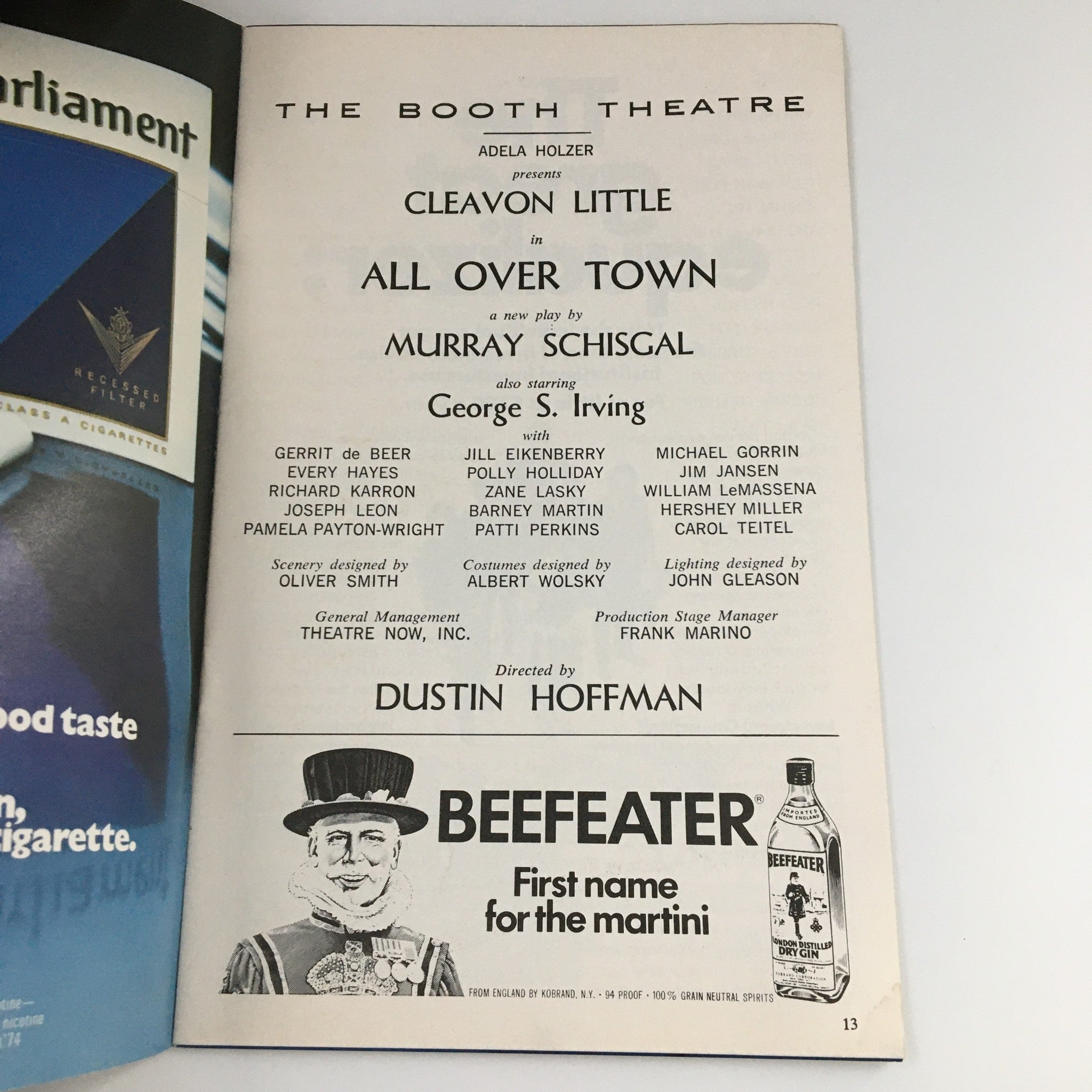 1975 Playbill The Booth Theatre All Over Town George S. Irving and Jim Jansen