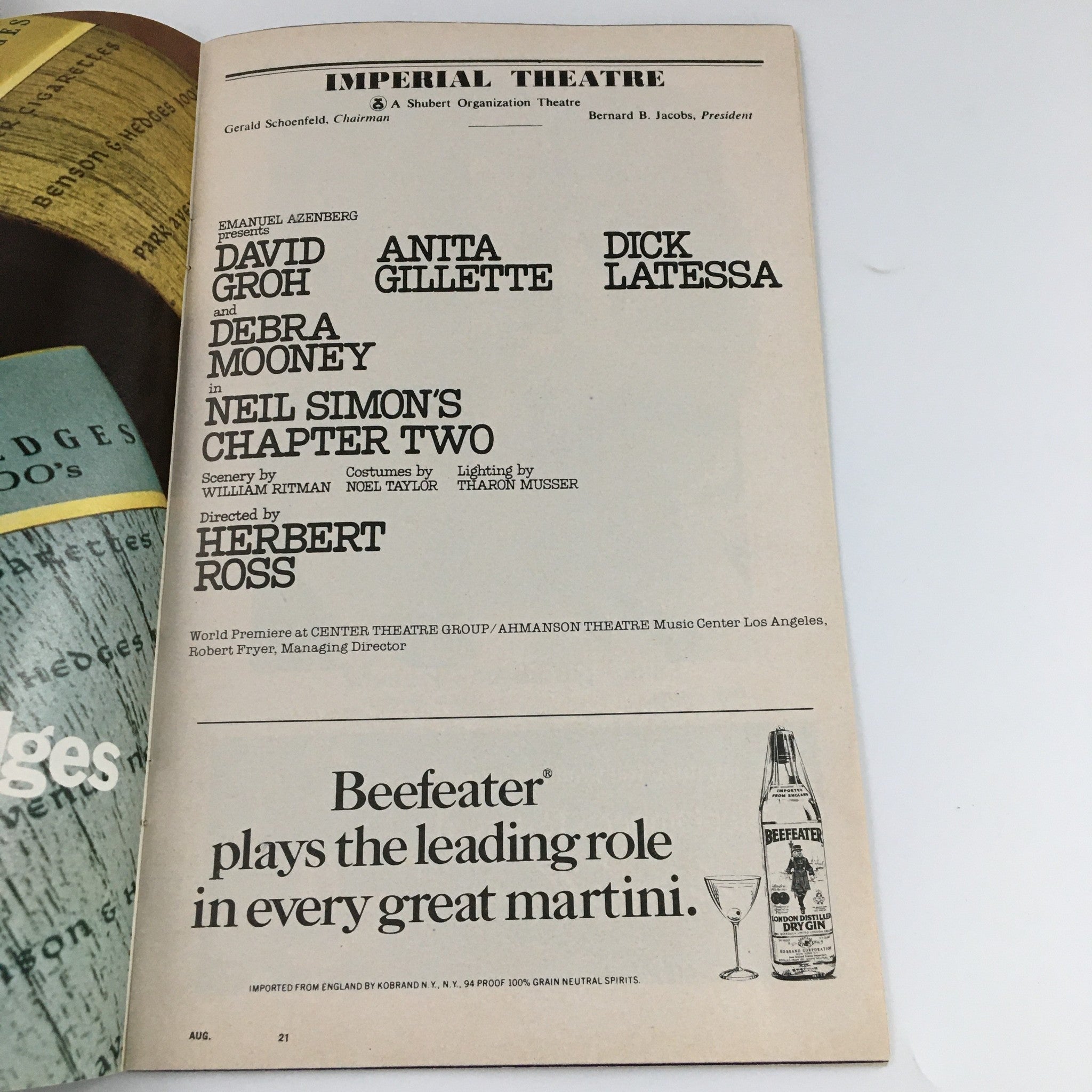 1978 Playbill Imperial Theatre Neil Simon's Chapter Two David Groh Ania Gillette