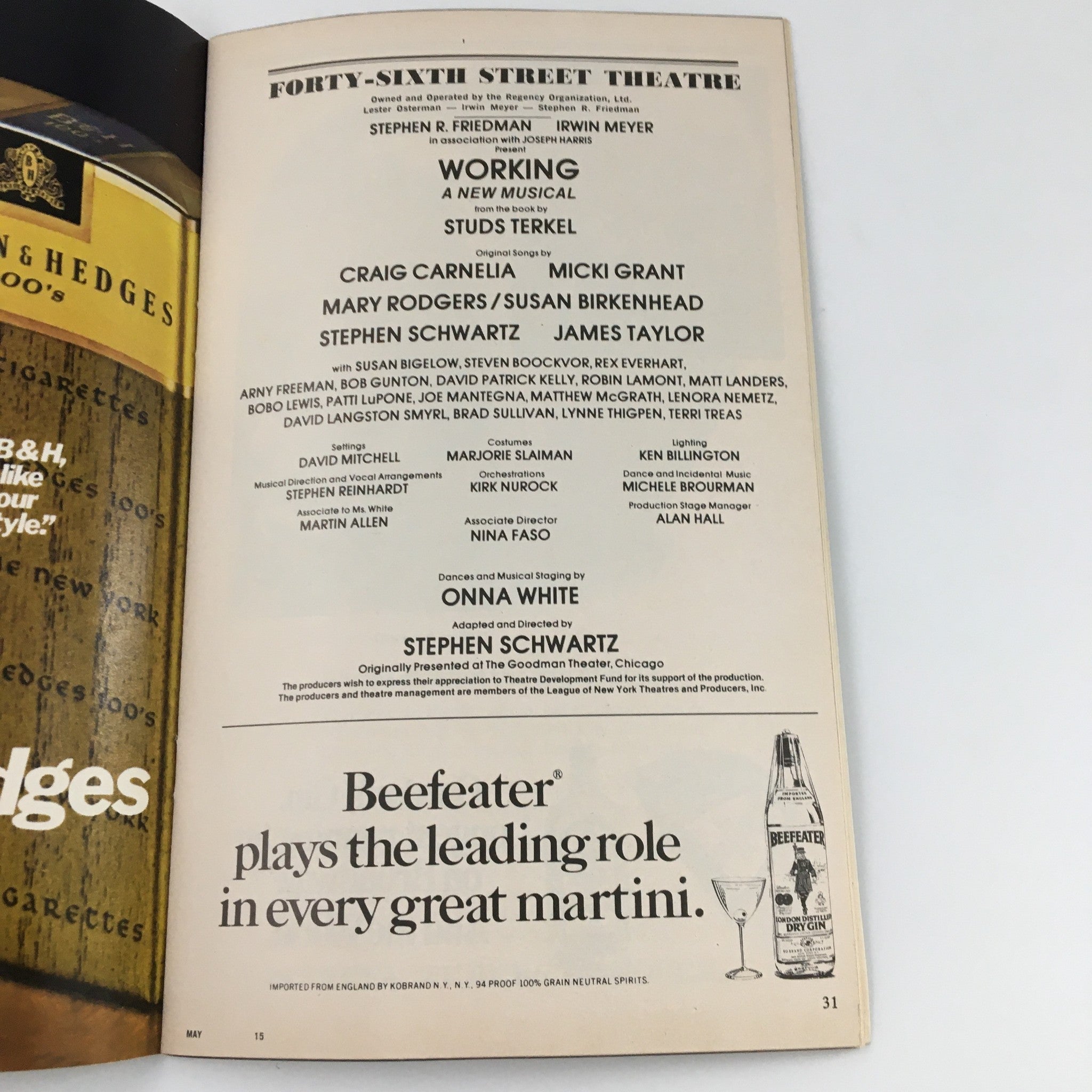 1978 Playbill 46th Street Theatre Working Craig Carnella and Micki Grant