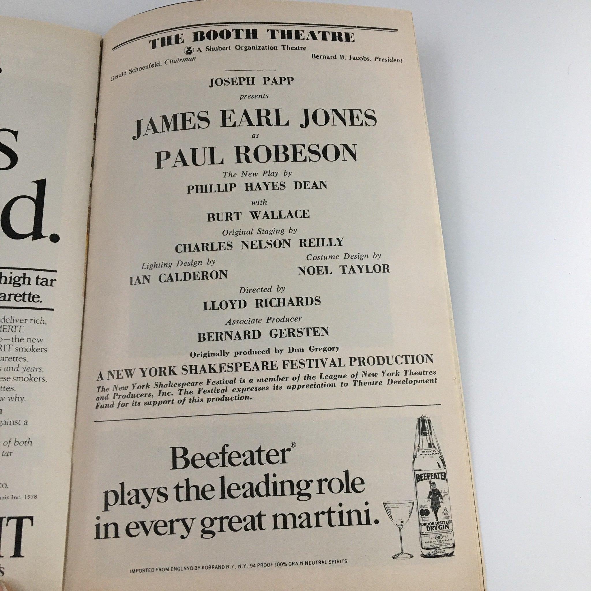 1978 Playbill The Booth Theatre Paul Robeson James Earl Jones and Burt Wallace