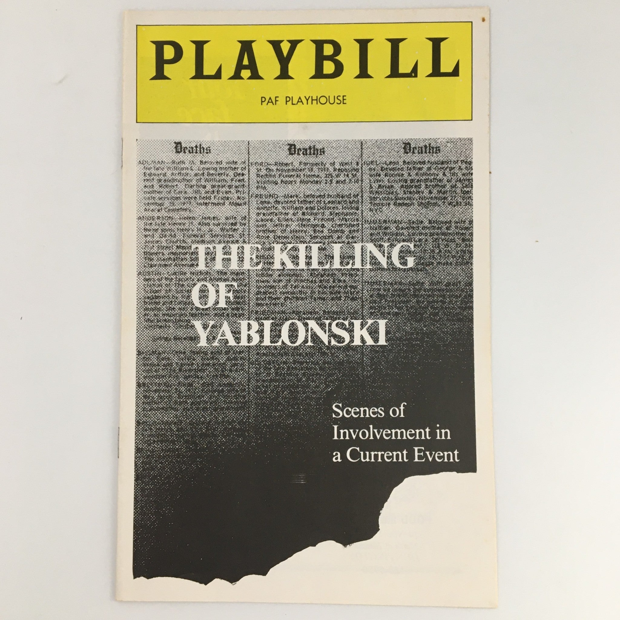 1978 Playbill PAF Playhouse The Killing of Yablonski Richard Bey Deborah Mayo