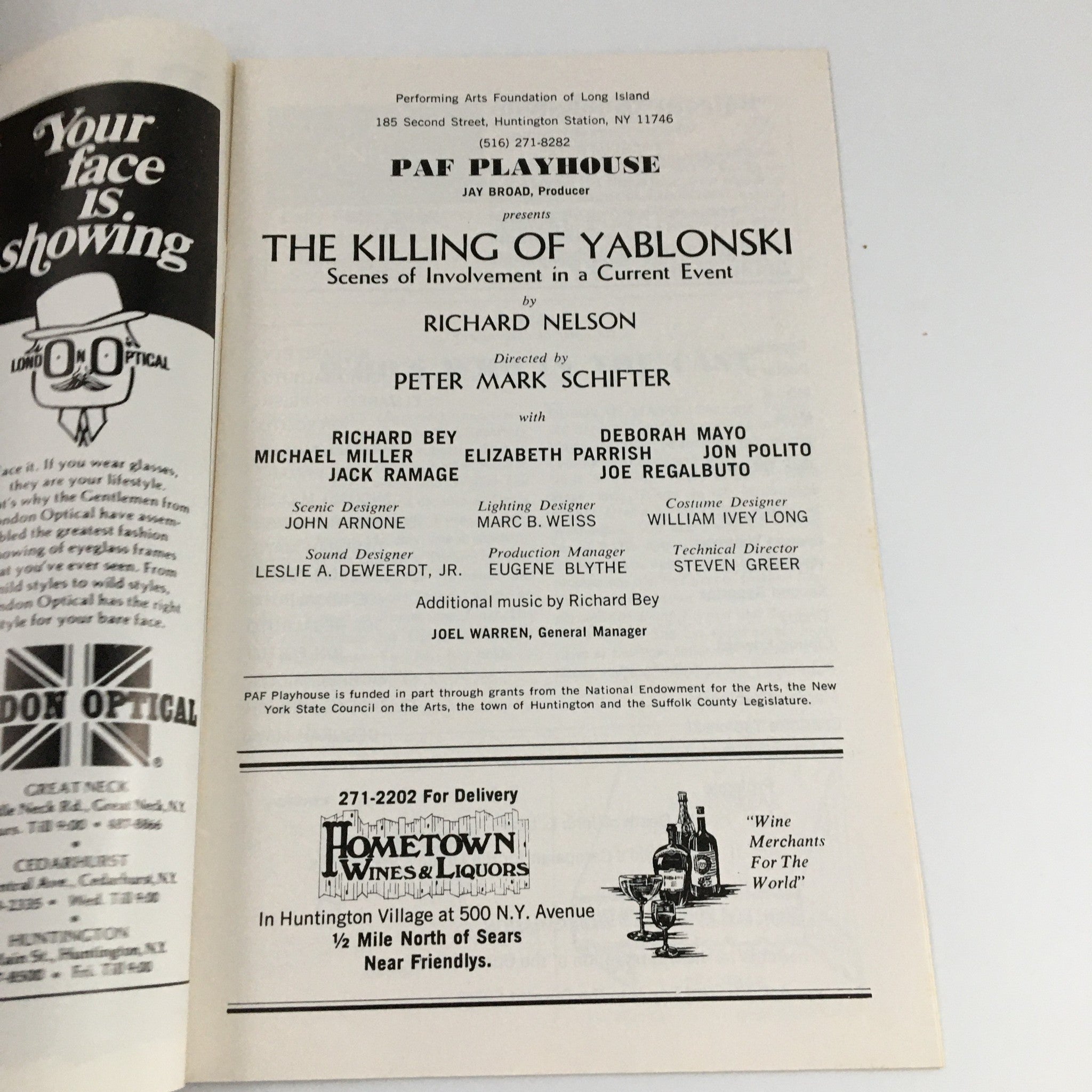 1978 Playbill PAF Playhouse The Killing of Yablonski Richard Bey Deborah Mayo